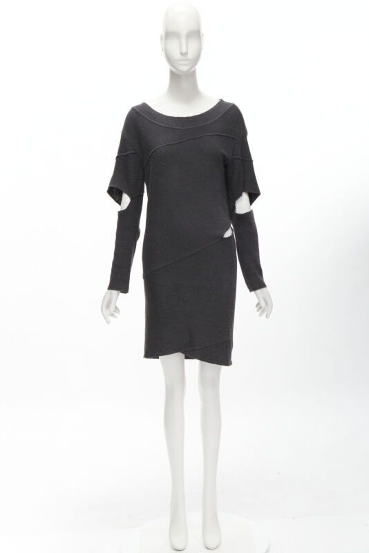 Issey Miyake rare ISSEY MIYAKE 1980's Vintage grey deconstructed bias cutout sweater dress M Size M / US 6-8 / IT 42-44 - 10 Thumbnail