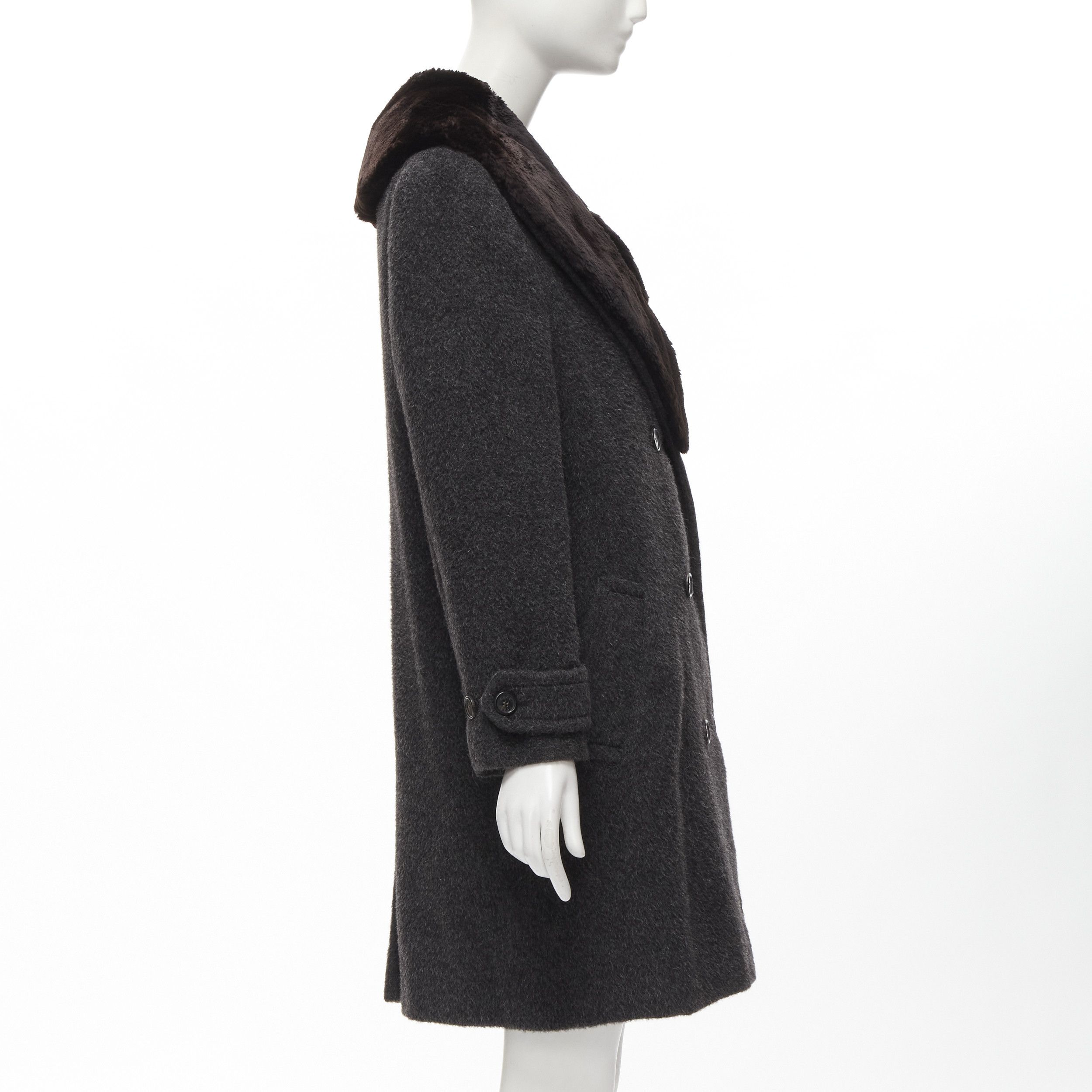 Gucci GUCCI Tom Ford Vintage grey alpaca fur collar double brested winter coat IT42 M Size M / US 6-8 / IT 42-44 - 5 Thumbnail
