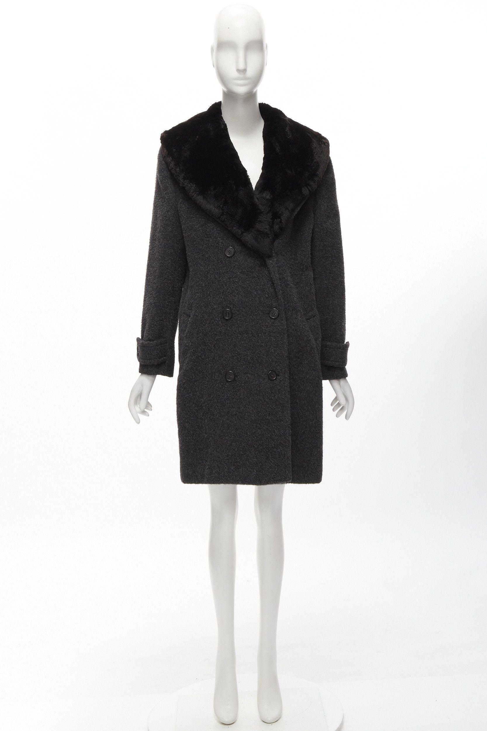 Gucci GUCCI Tom Ford Vintage grey alpaca fur collar double brested winter coat IT42 M Size M / US 6-8 / IT 42-44 - 11 Thumbnail