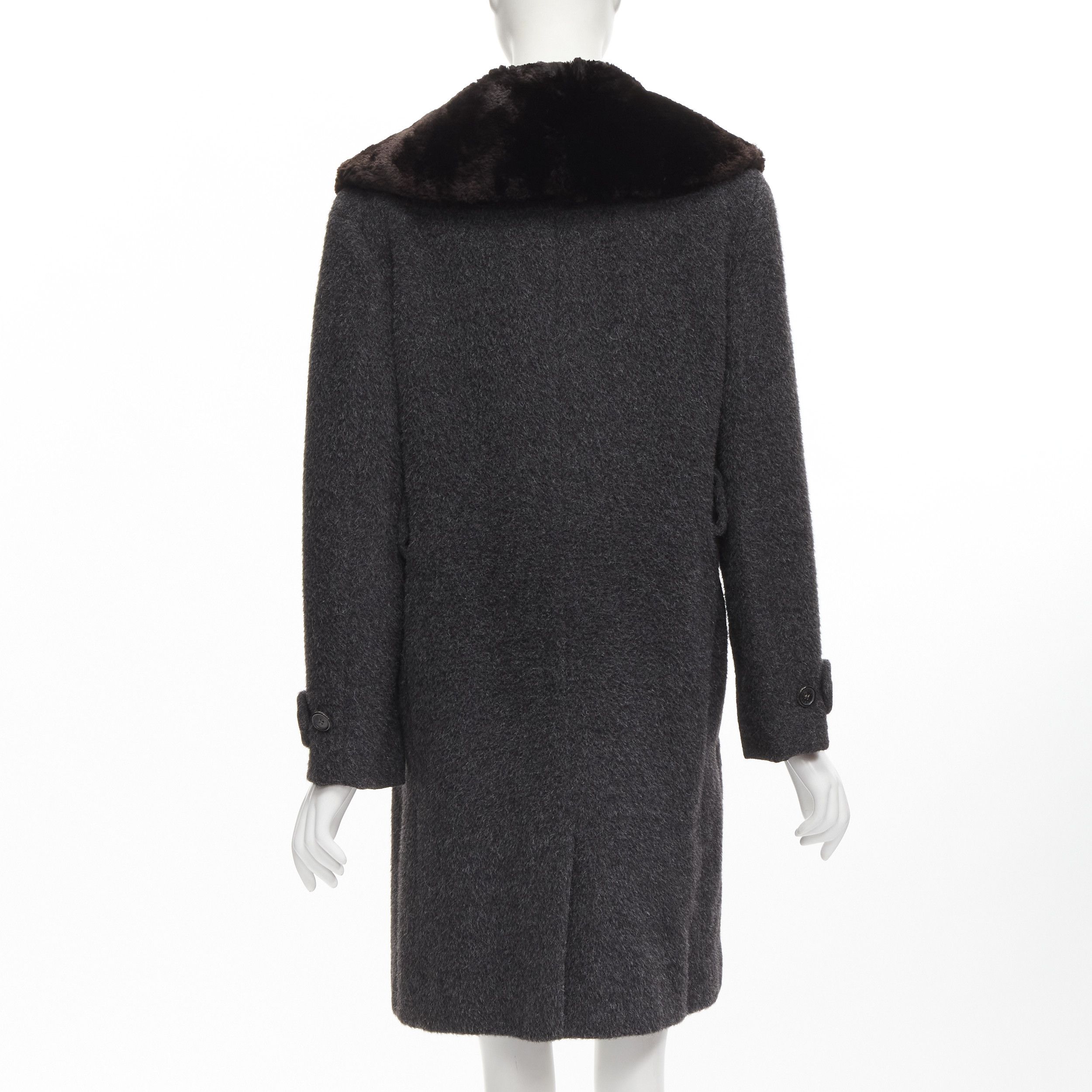 Gucci GUCCI Tom Ford Vintage grey alpaca fur collar double brested winter coat IT42 M Size M / US 6-8 / IT 42-44 - 6 Thumbnail