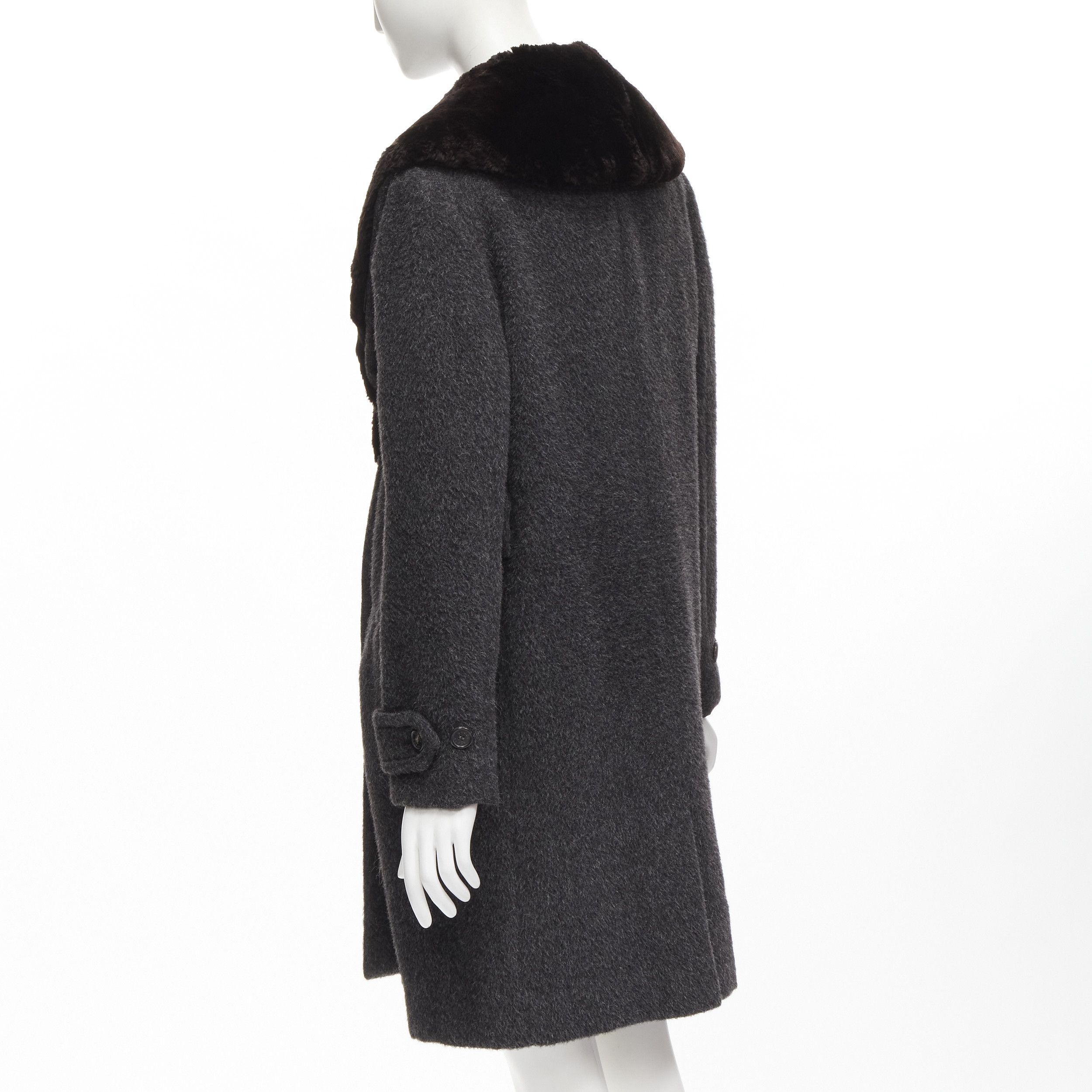 Gucci GUCCI Tom Ford Vintage grey alpaca fur collar double brested winter coat IT42 M Size M / US 6-8 / IT 42-44 - 7 Thumbnail