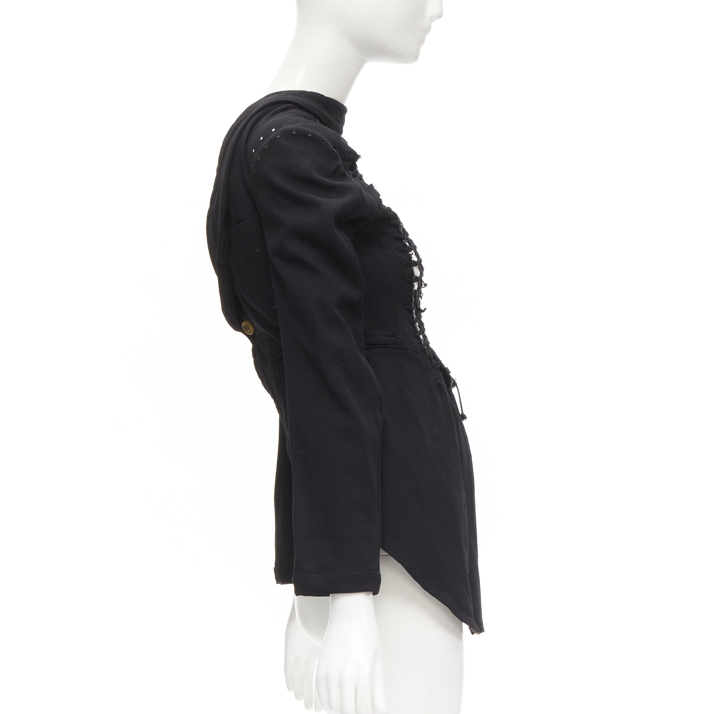 Comme des Garcons COMME DES GARCONS 2004 Runway black lace eyelet 2-way deconstructed jacket M Size M / US 6-8 / IT 42-44 - 4 Thumbnail