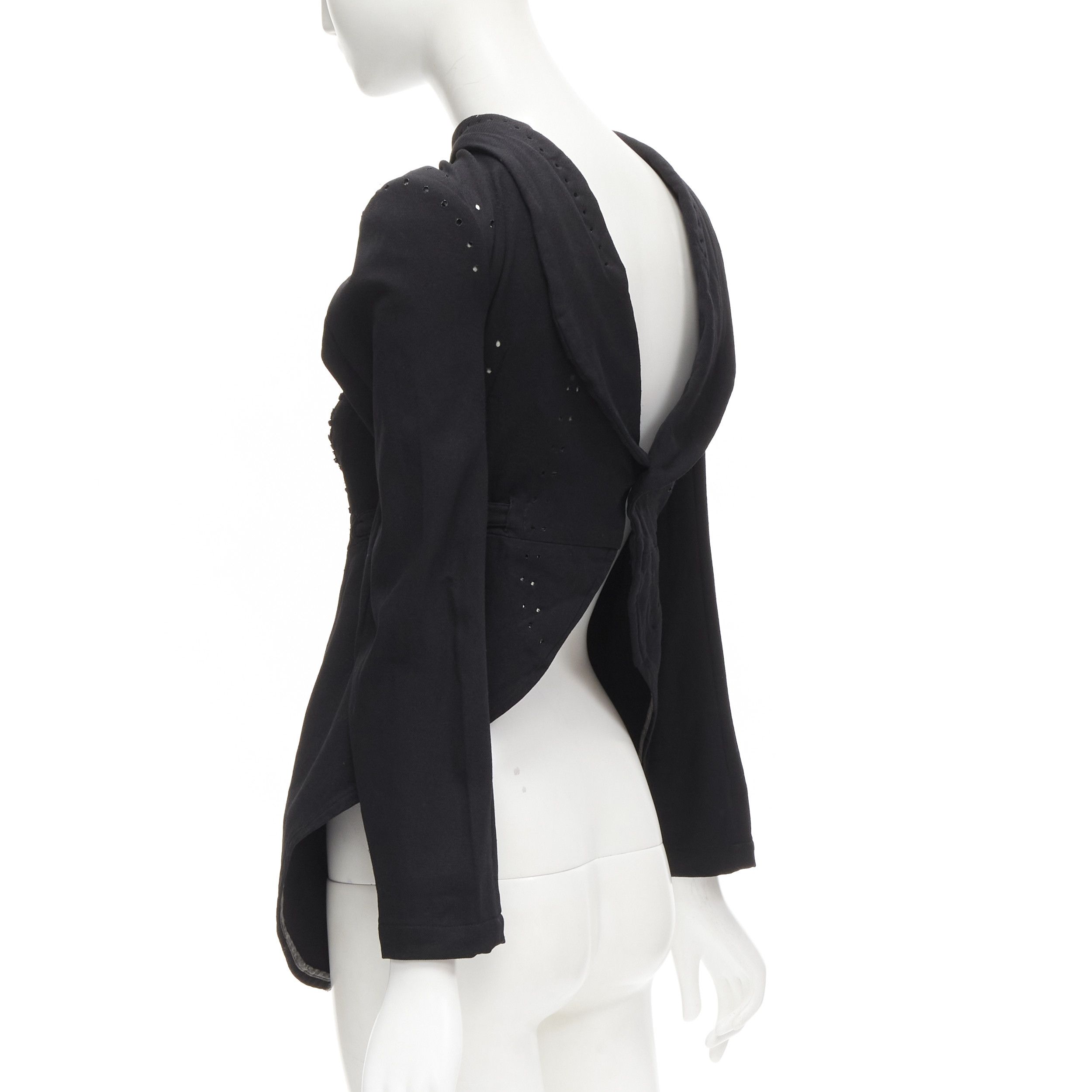 Comme des Garcons COMME DES GARCONS 2004 Runway black lace eyelet 2-way deconstructed jacket M Size M / US 6-8 / IT 42-44 - 5 Thumbnail