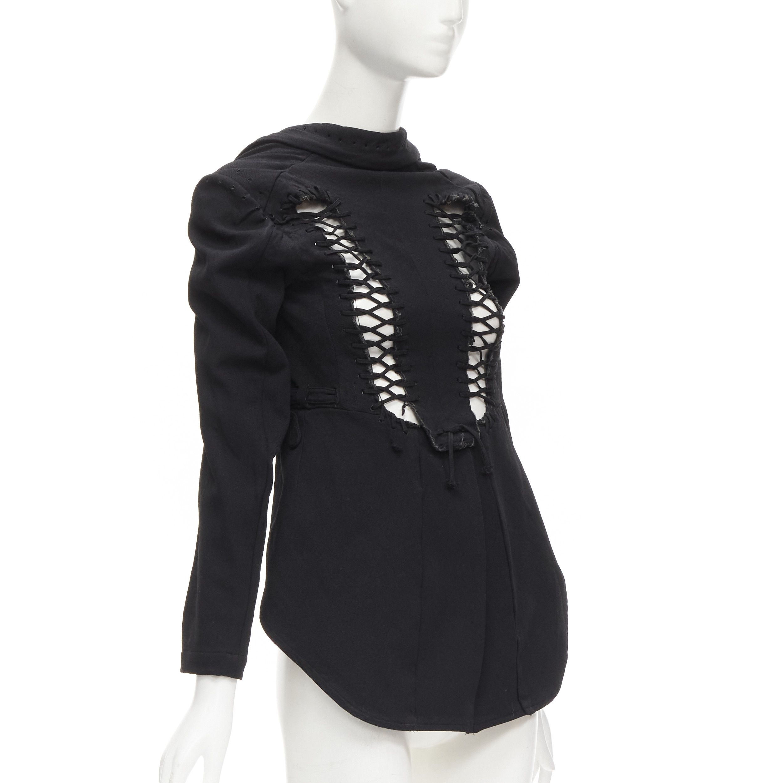 Comme des Garcons COMME DES GARCONS 2004 Runway black lace eyelet 2-way deconstructed jacket M Size M / US 6-8 / IT 42-44 - 3 Thumbnail