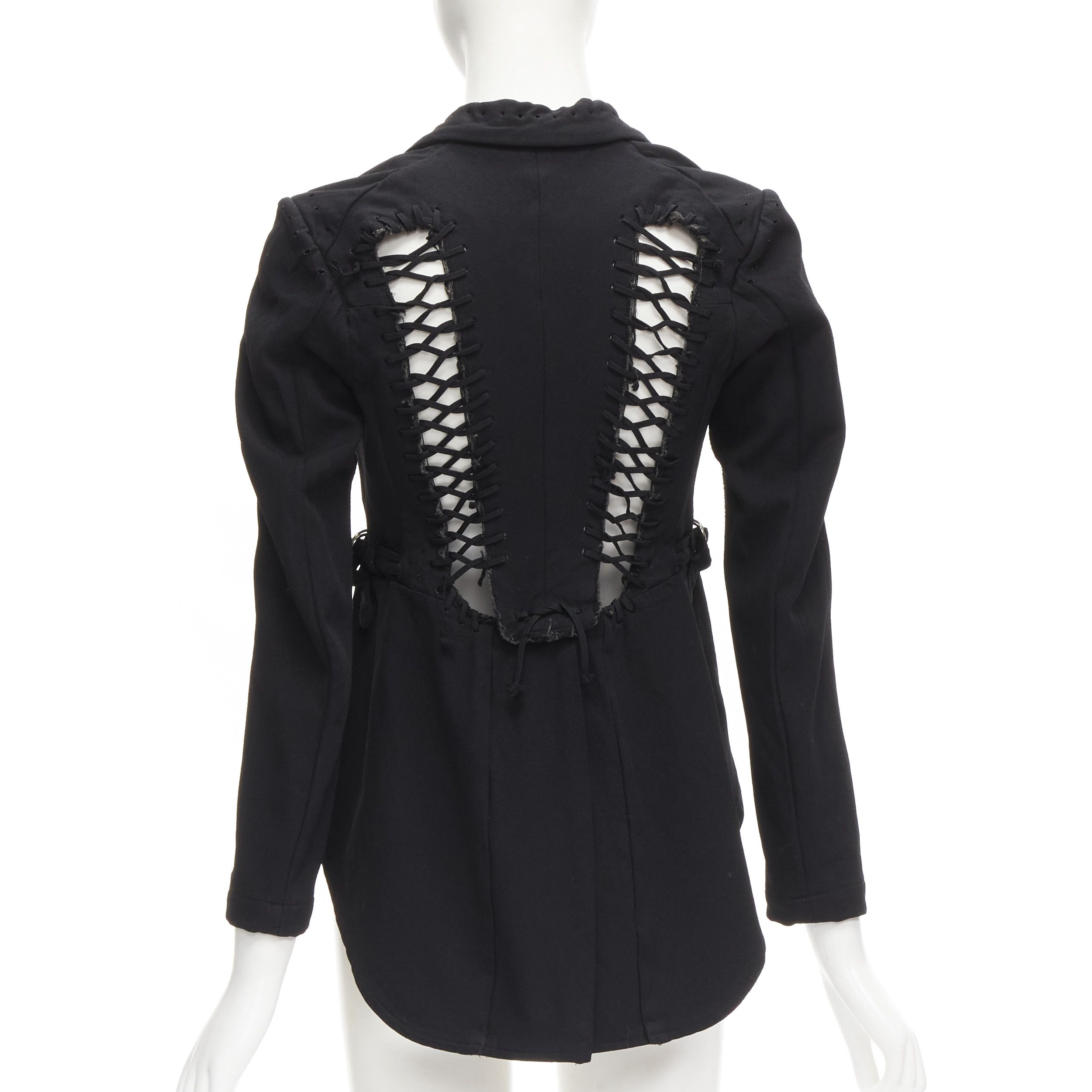 Comme des Garcons COMME DES GARCONS 2004 Runway black lace eyelet 2-way deconstructed jacket M Size M / US 6-8 / IT 42-44 - 13 Thumbnail