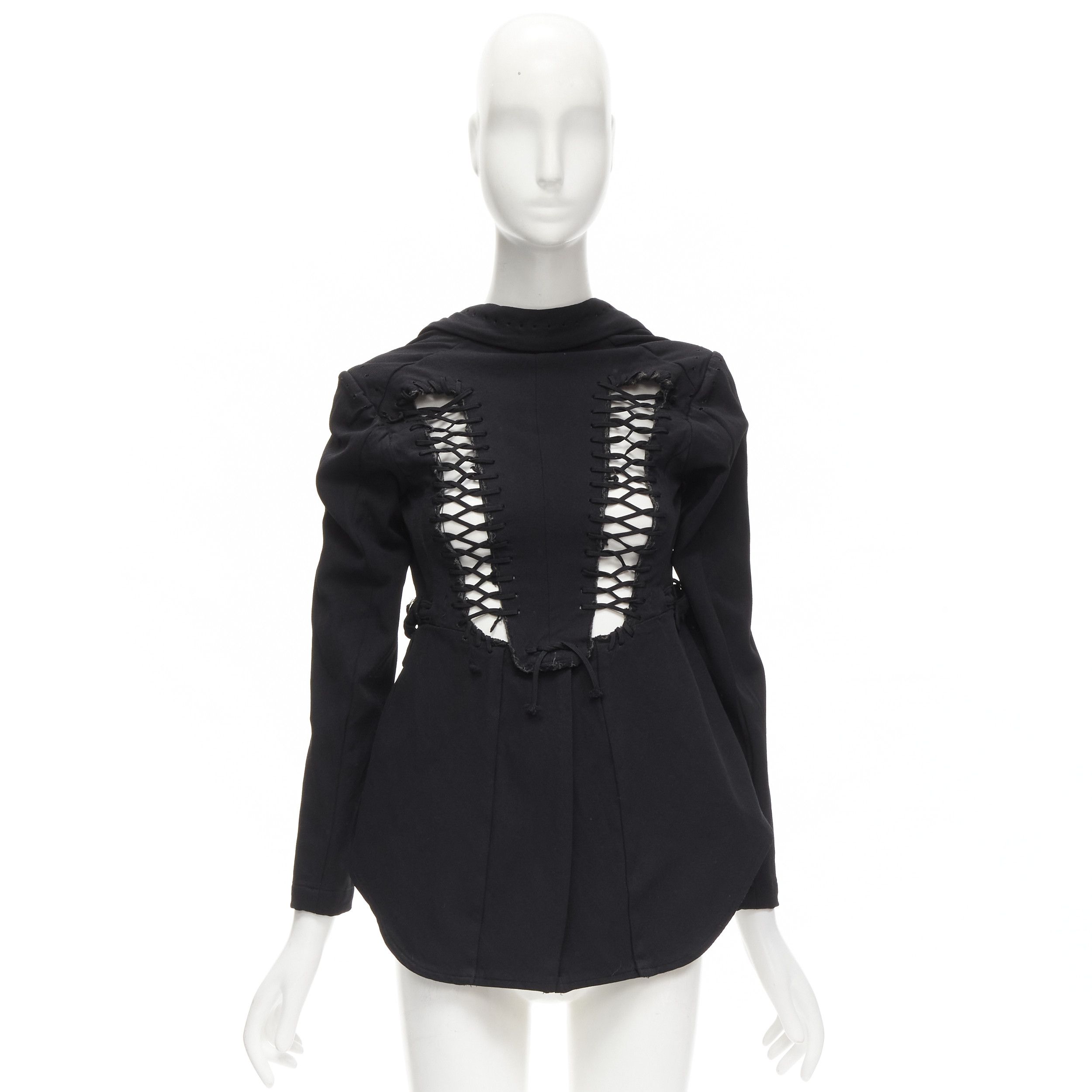 Comme des Garcons COMME DES GARCONS 2004 Runway black lace eyelet 2-way deconstructed jacket M Size M / US 6-8 / IT 42-44 - 15 Thumbnail