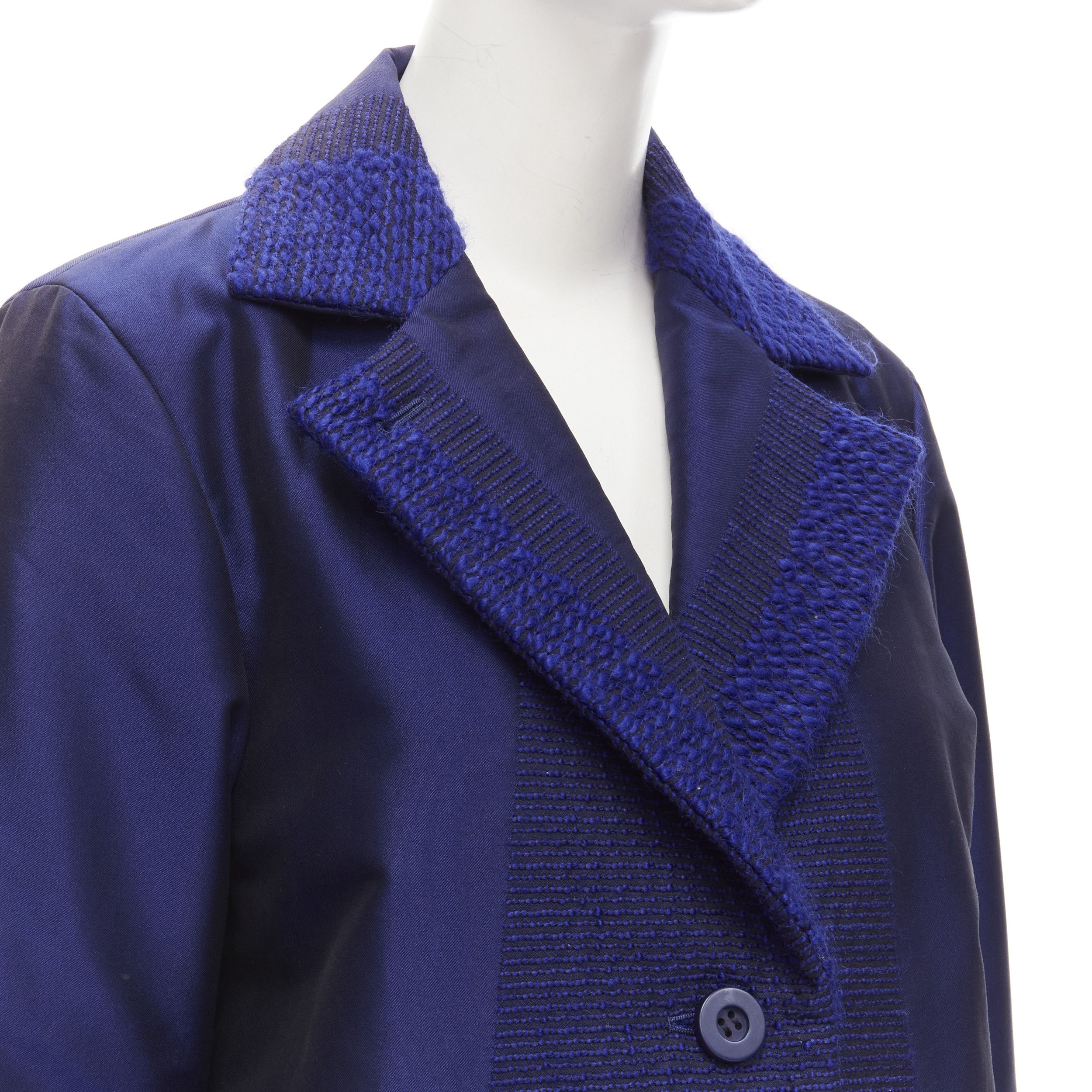 Issey Miyake ISSEY MIYAKE cobalt blue taffeta tweed multi texture cocoon jacket coat M Size M / US 6-8 / IT 42-44 - 2 Thumbnail
