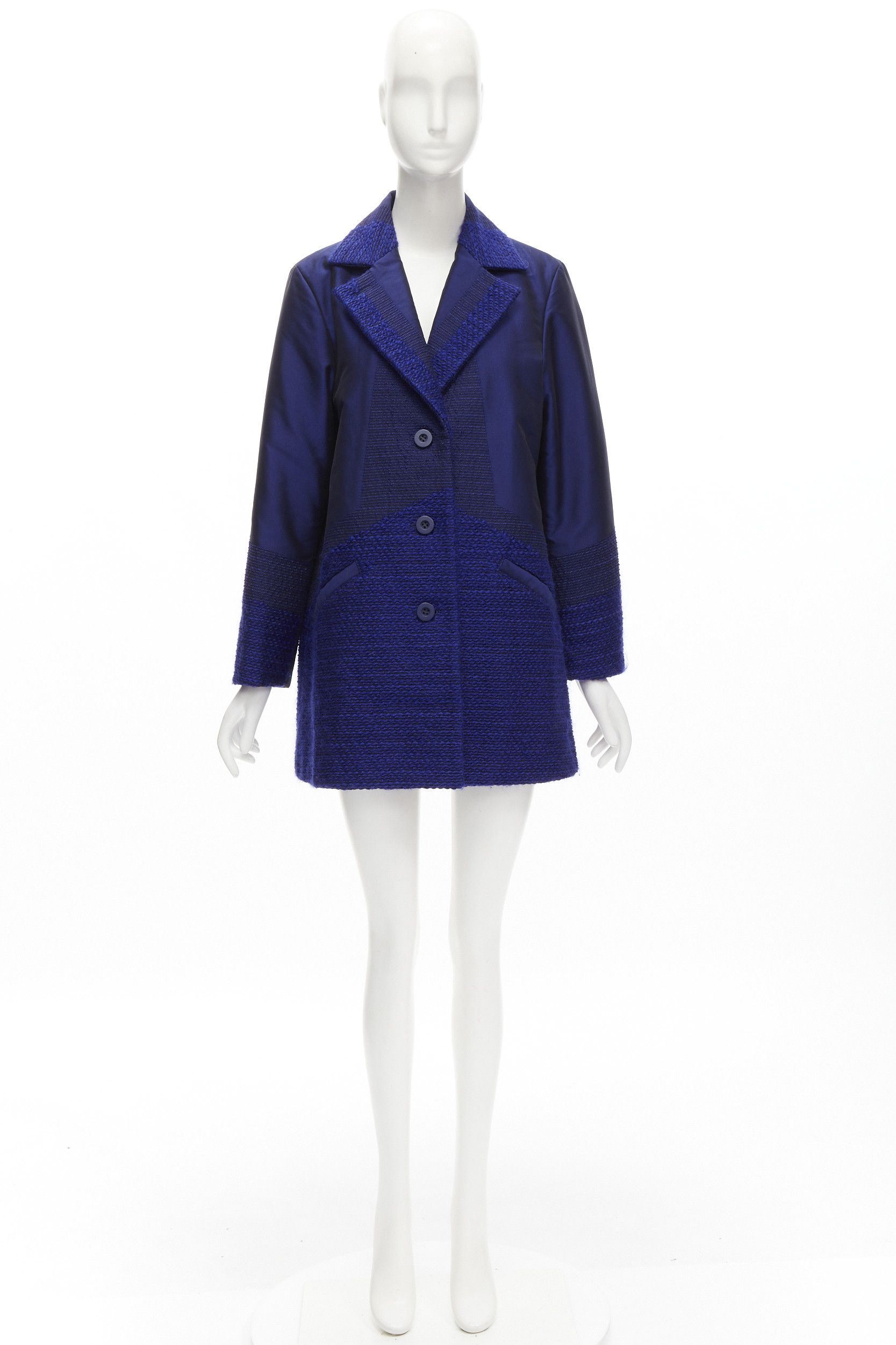 Issey Miyake ISSEY MIYAKE cobalt blue taffeta tweed multi texture cocoon jacket coat M Size M / US 6-8 / IT 42-44 - 12 Thumbnail
