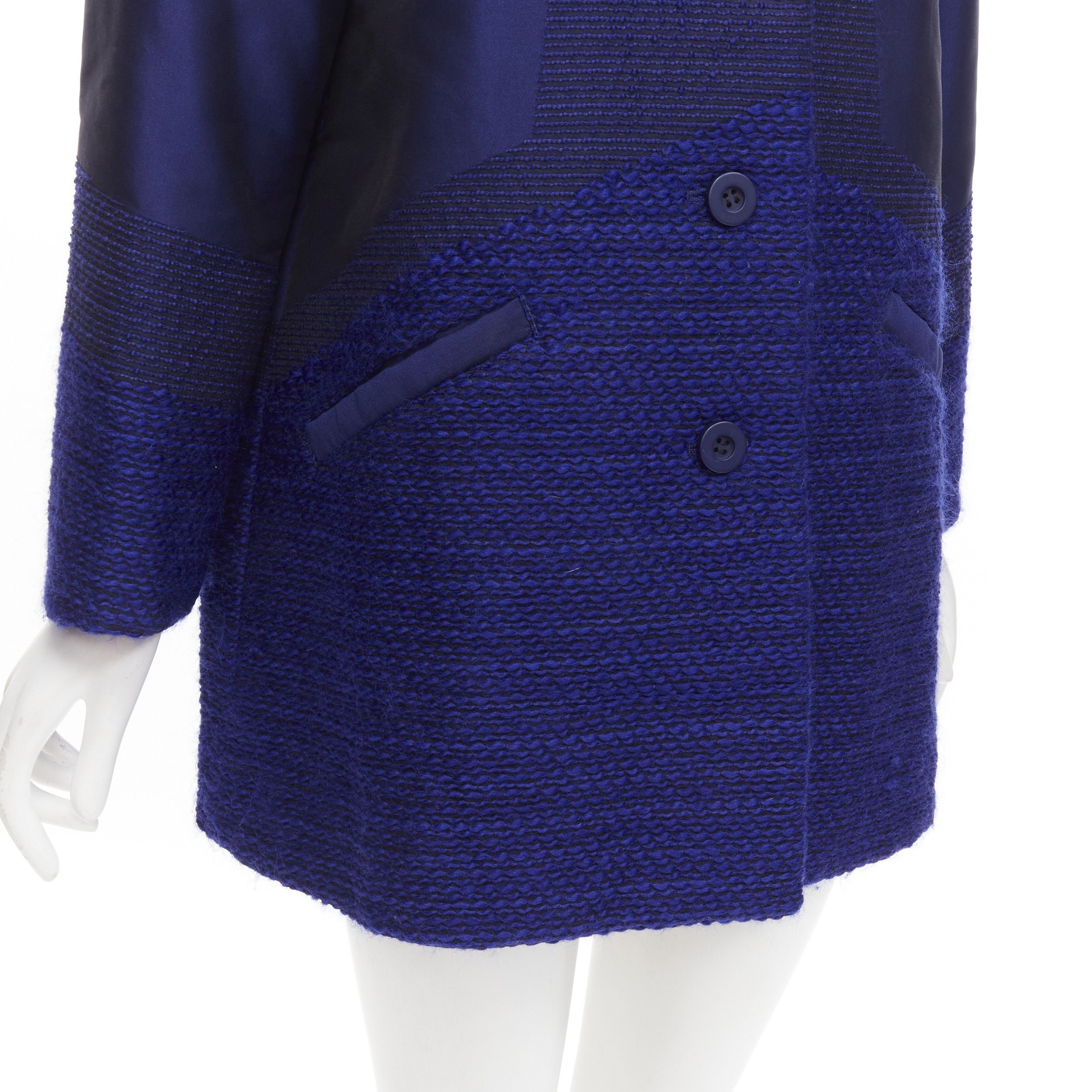 Issey Miyake ISSEY MIYAKE cobalt blue taffeta tweed multi texture cocoon jacket coat M Size M / US 6-8 / IT 42-44 - 8 Thumbnail