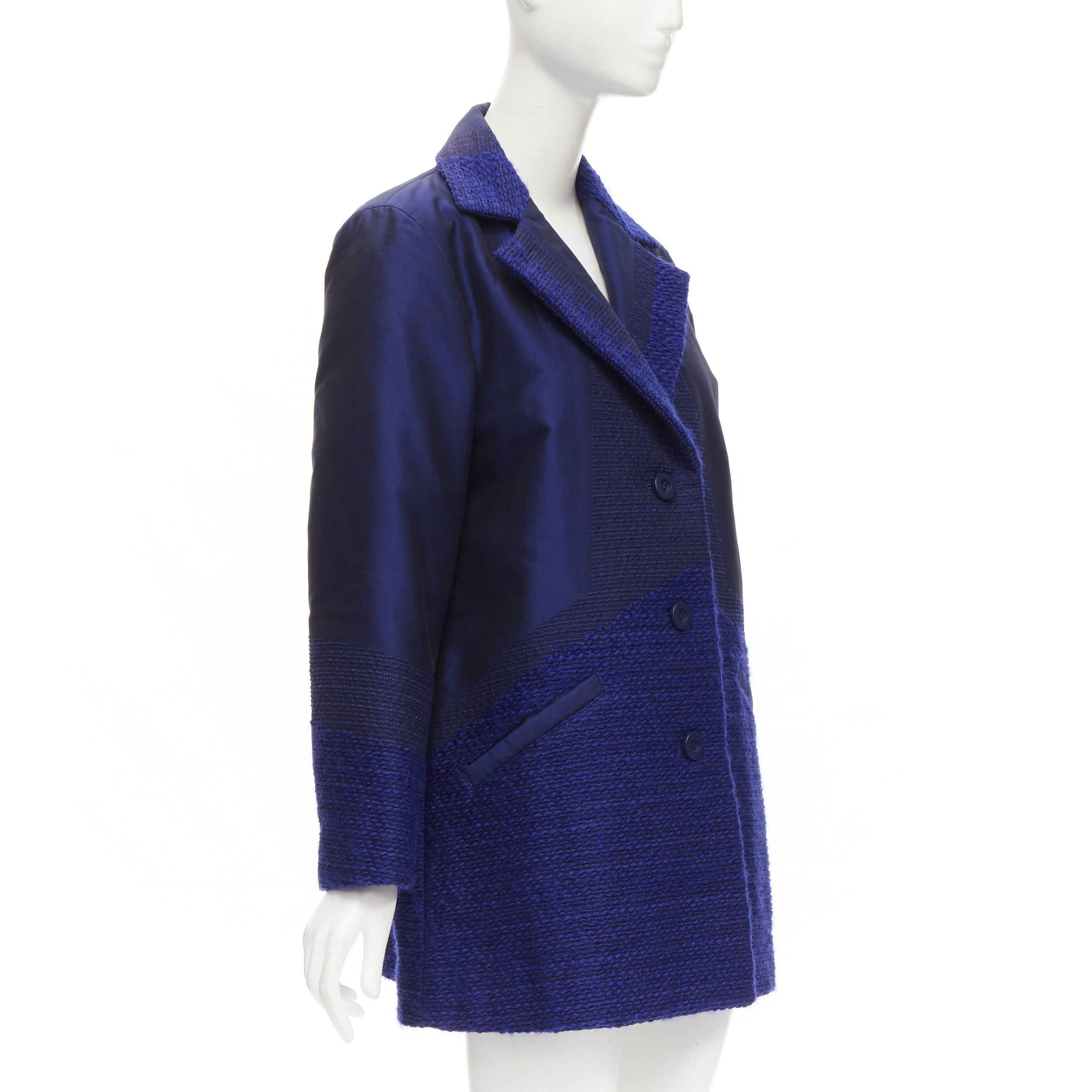 Issey Miyake ISSEY MIYAKE cobalt blue taffeta tweed multi texture cocoon jacket coat M Size M / US 6-8 / IT 42-44 - 4 Thumbnail