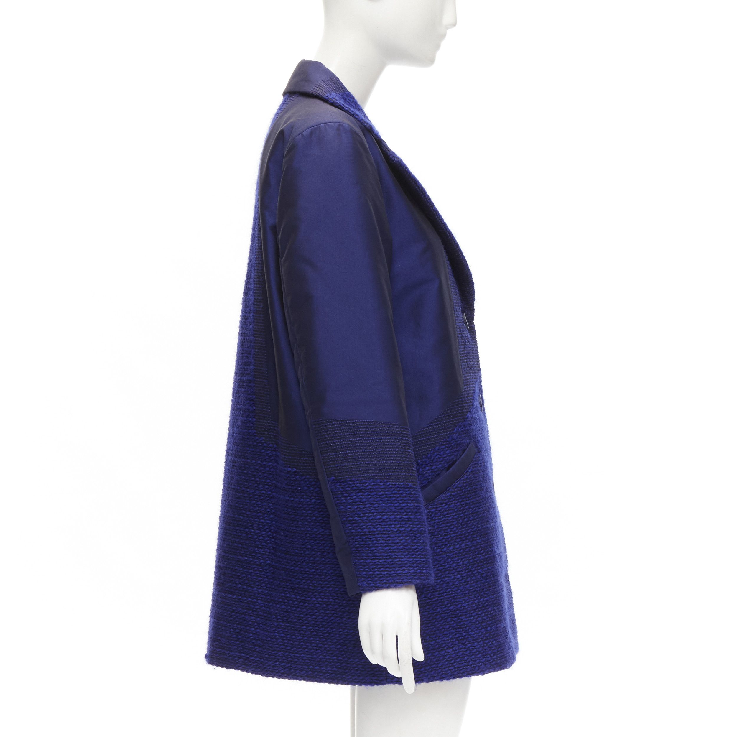 Issey Miyake ISSEY MIYAKE cobalt blue taffeta tweed multi texture cocoon jacket coat M Size M / US 6-8 / IT 42-44 - 5 Thumbnail