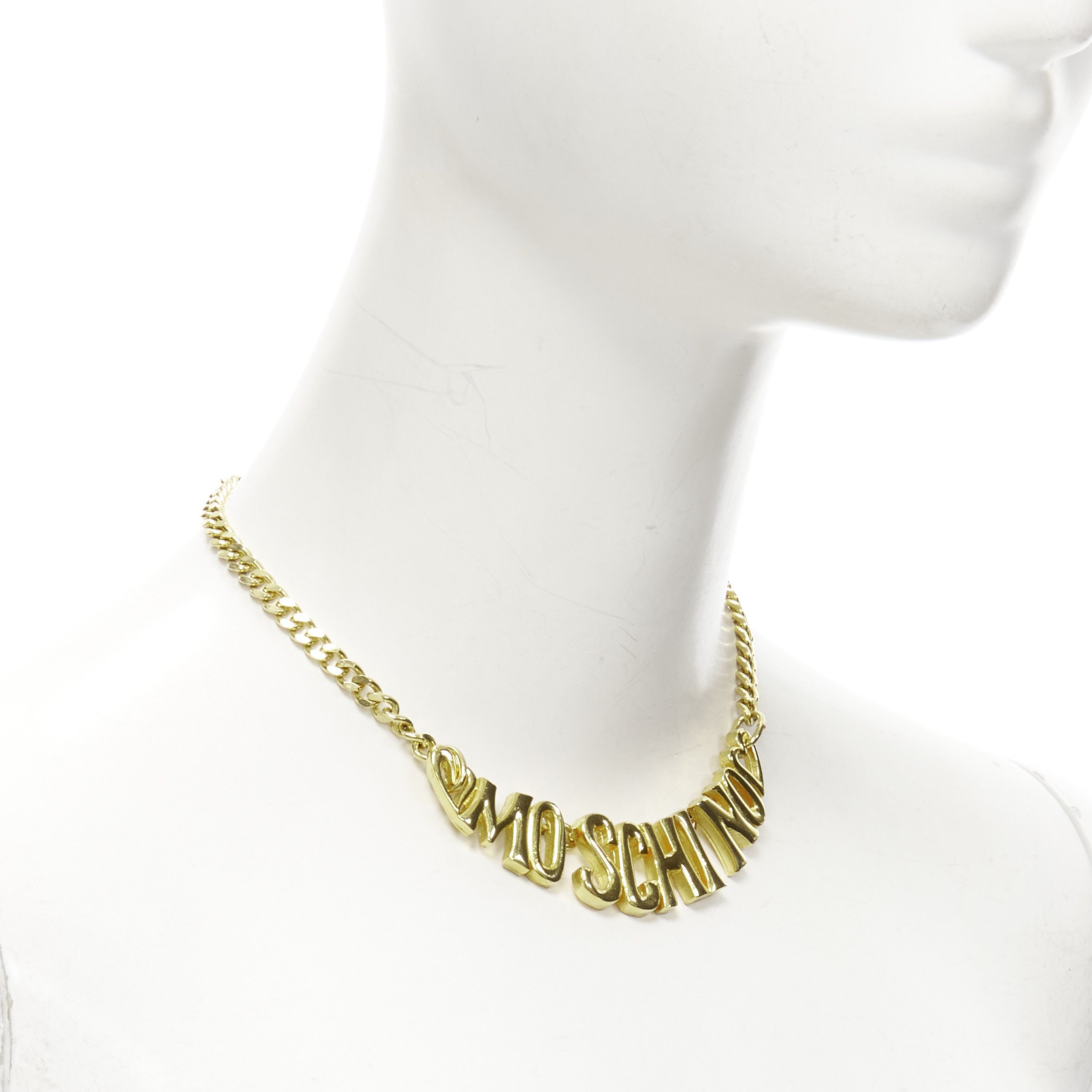 Moschino MOSCHINO gold tone logo heart motif clasp short chain necklace Size ONE SIZE - 2 Thumbnail