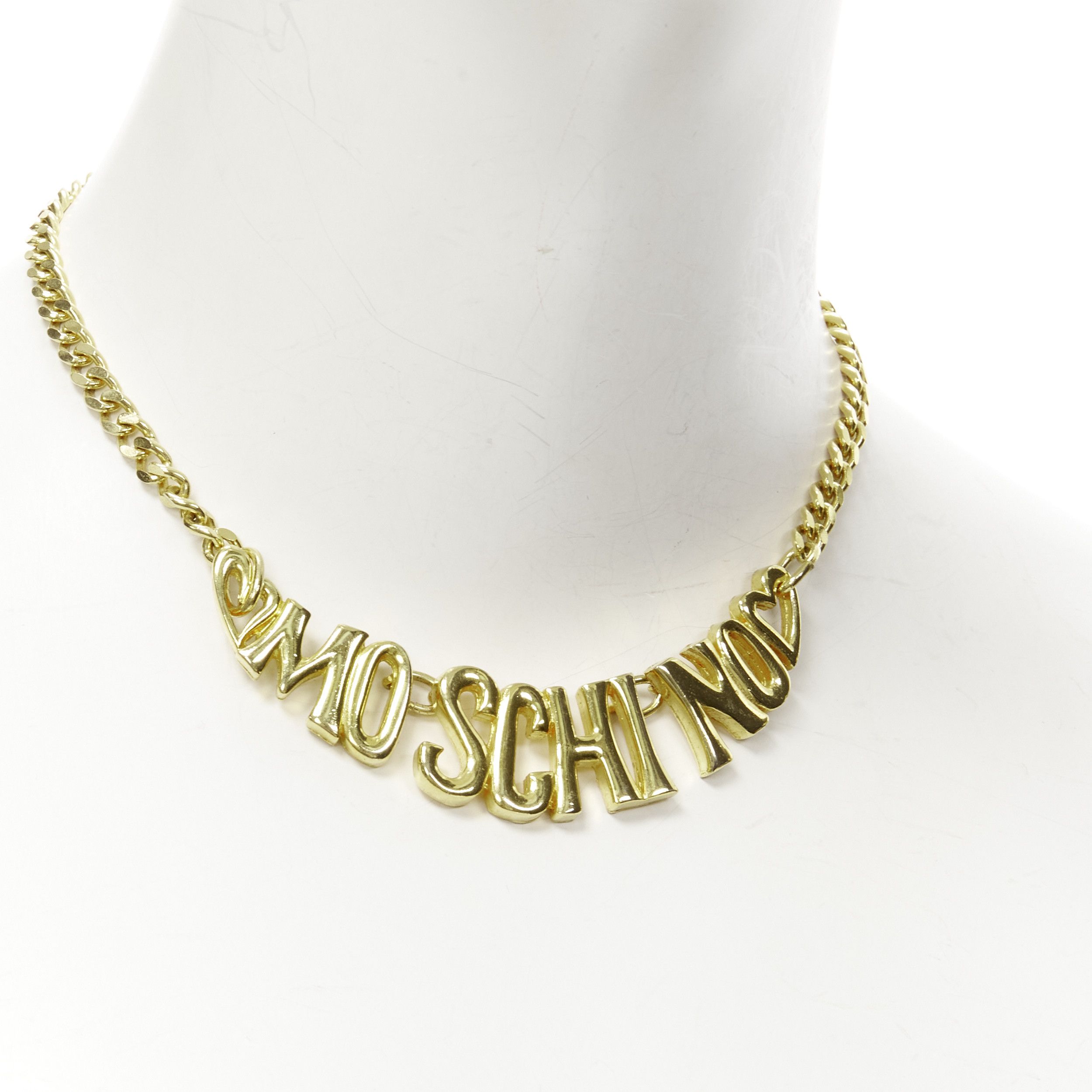 Moschino MOSCHINO gold tone logo heart motif clasp short chain necklace Size ONE SIZE - 5 Thumbnail