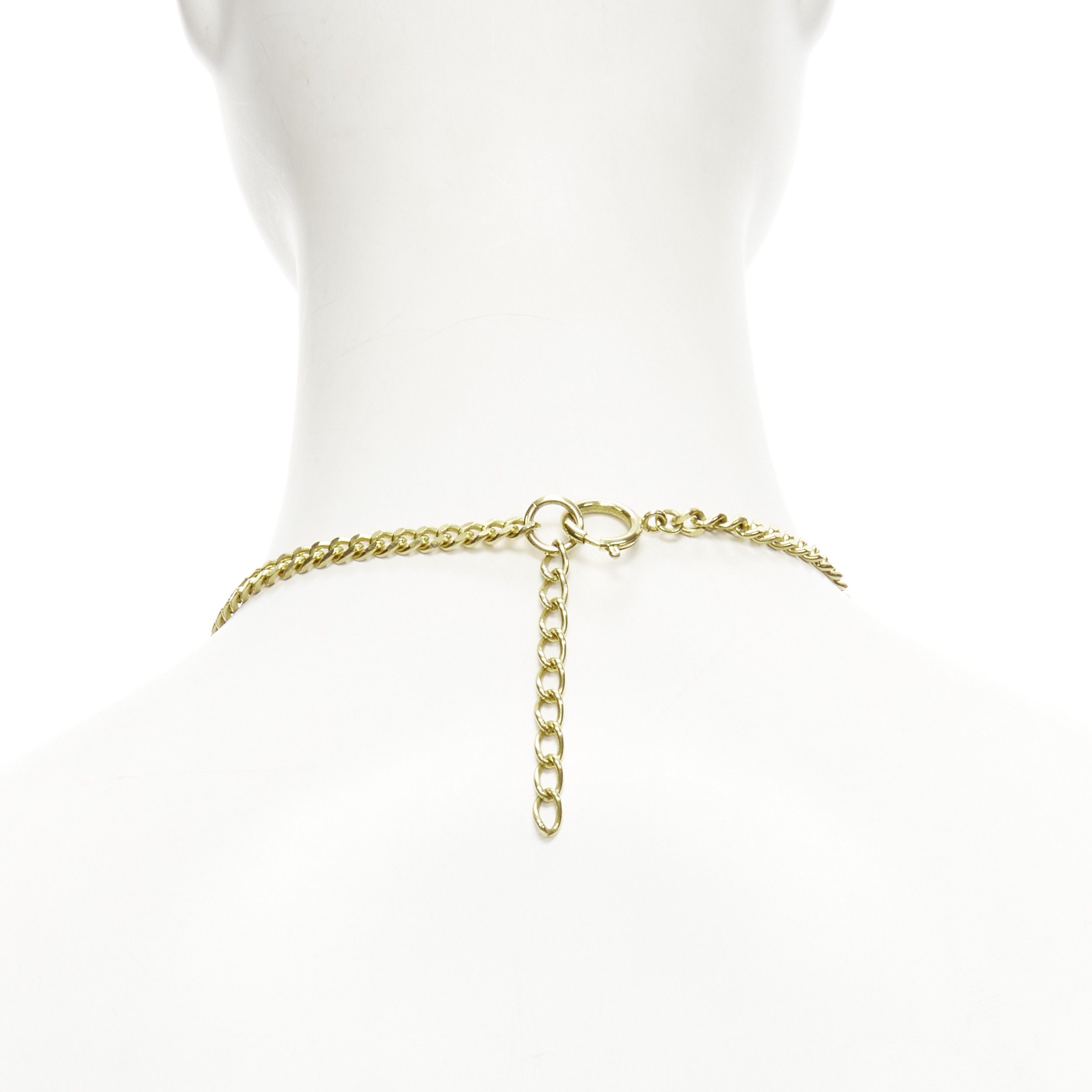 Moschino MOSCHINO gold tone logo heart motif clasp short chain necklace Size ONE SIZE - 4 Thumbnail