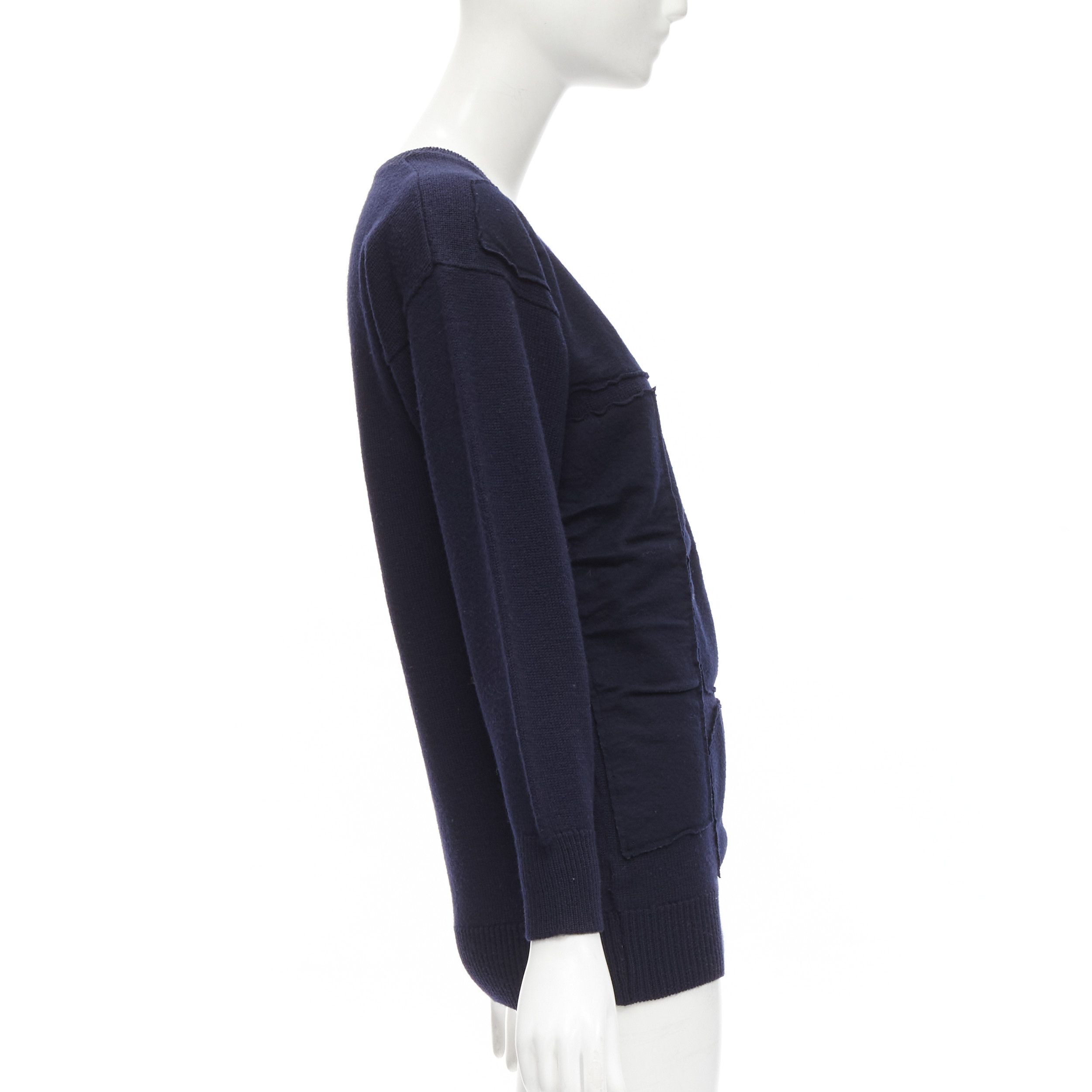 Comme des Garcons COMME DES GARCONS 1980's Vintage navy wool patchwork sweater top Size S / US 4 / IT 40 - 4 Thumbnail
