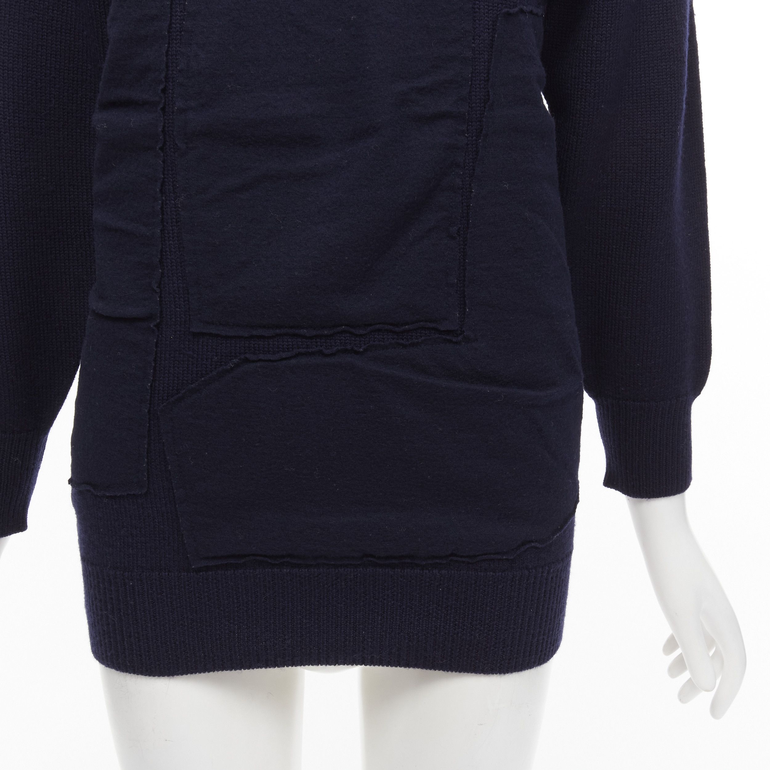 Comme des Garcons COMME DES GARCONS 1980's Vintage navy wool patchwork sweater top Size S / US 4 / IT 40 - 7 Thumbnail