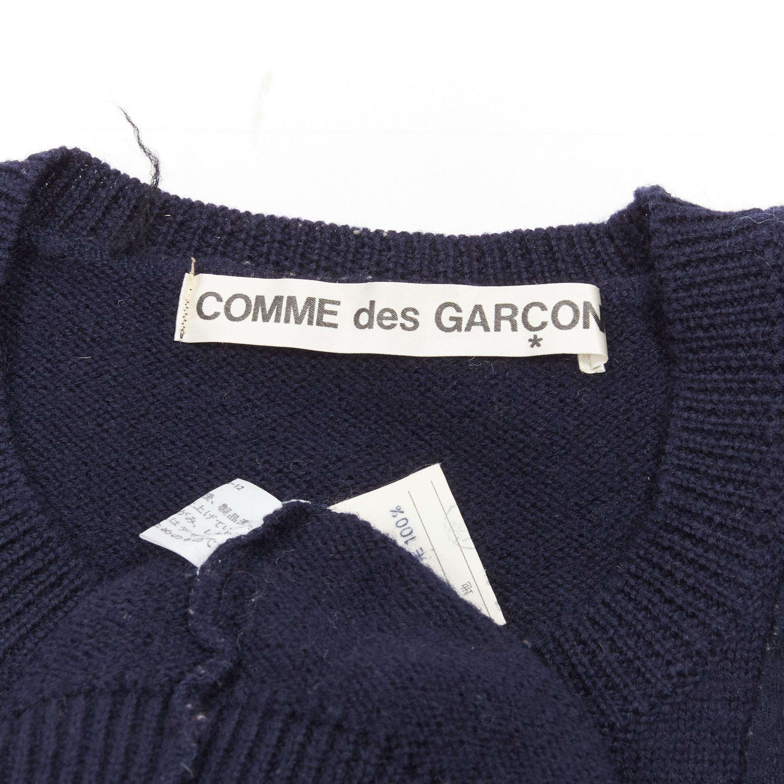 Comme des Garcons COMME DES GARCONS 1980's Vintage navy wool patchwork sweater top Size S / US 4 / IT 40 - 8 Thumbnail