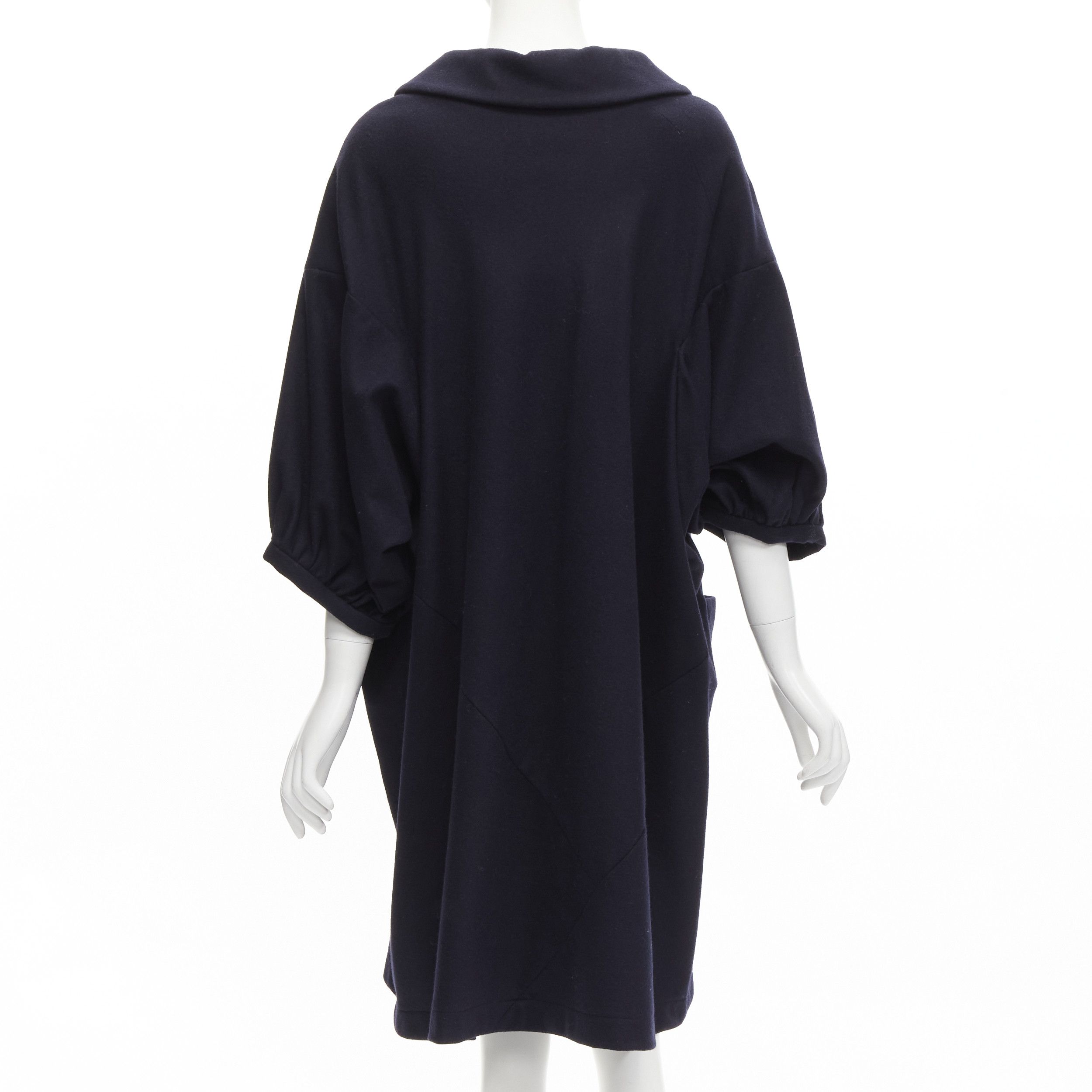 Comme des Garcons COMME DES GARCONS 2013 navy wool peterpan collar asymmetric boxy short dress S Size M / US 6-8 / IT 42-44 - 5 Thumbnail