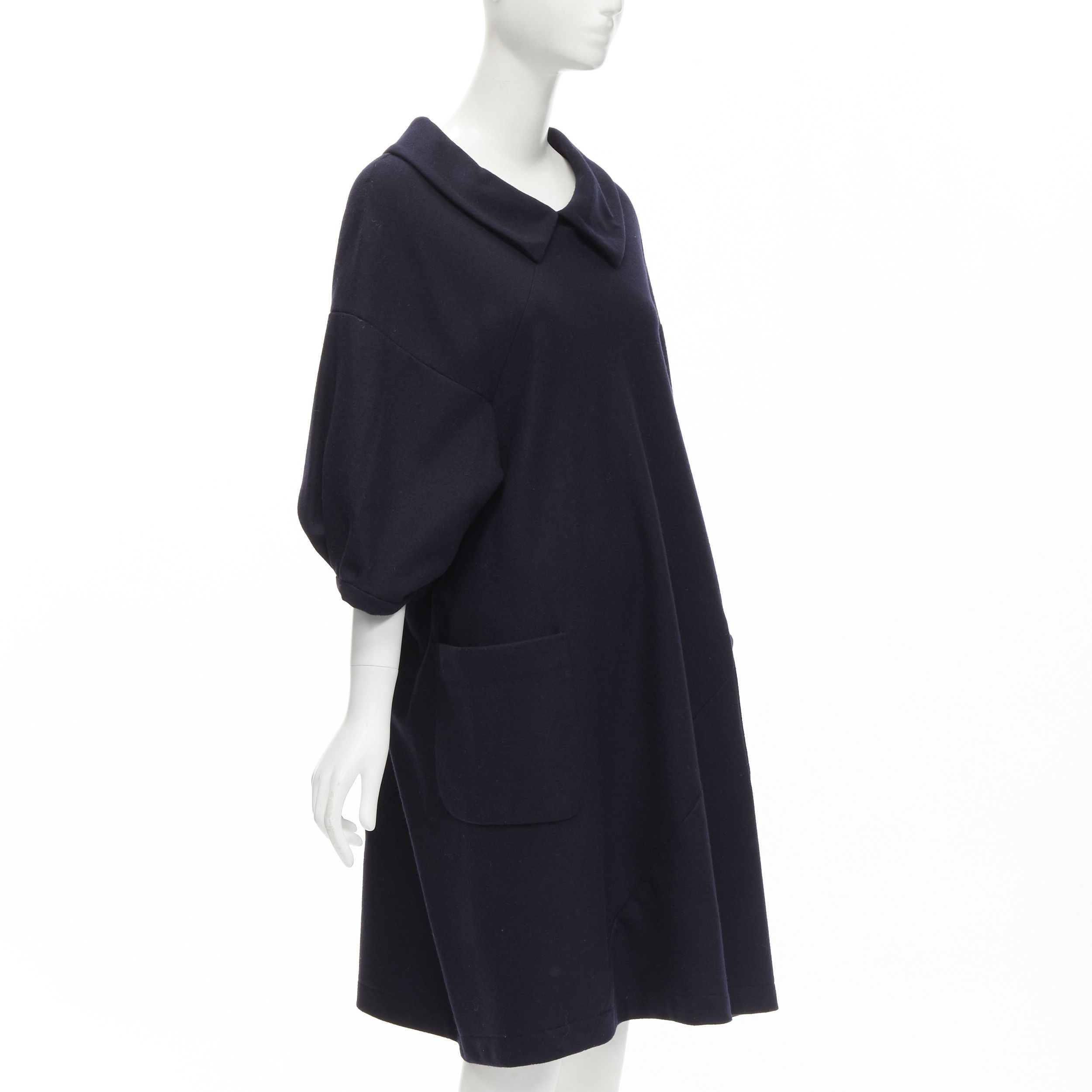 Comme des Garcons COMME DES GARCONS 2013 navy wool peterpan collar asymmetric boxy short dress S Size M / US 6-8 / IT 42-44 - 3 Thumbnail