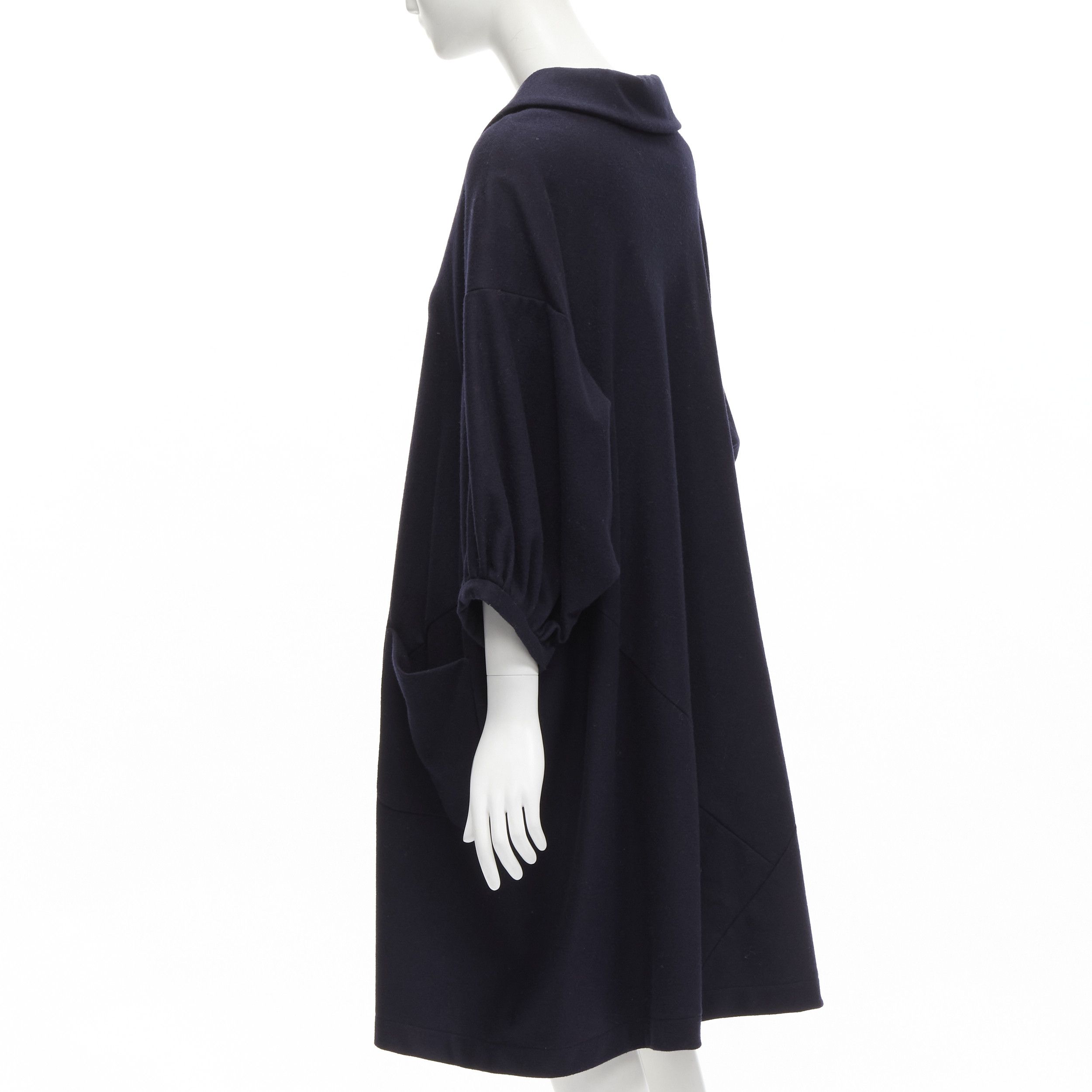 Comme des Garcons COMME DES GARCONS 2013 navy wool peterpan collar asymmetric boxy short dress S Size M / US 6-8 / IT 42-44 - 6 Thumbnail