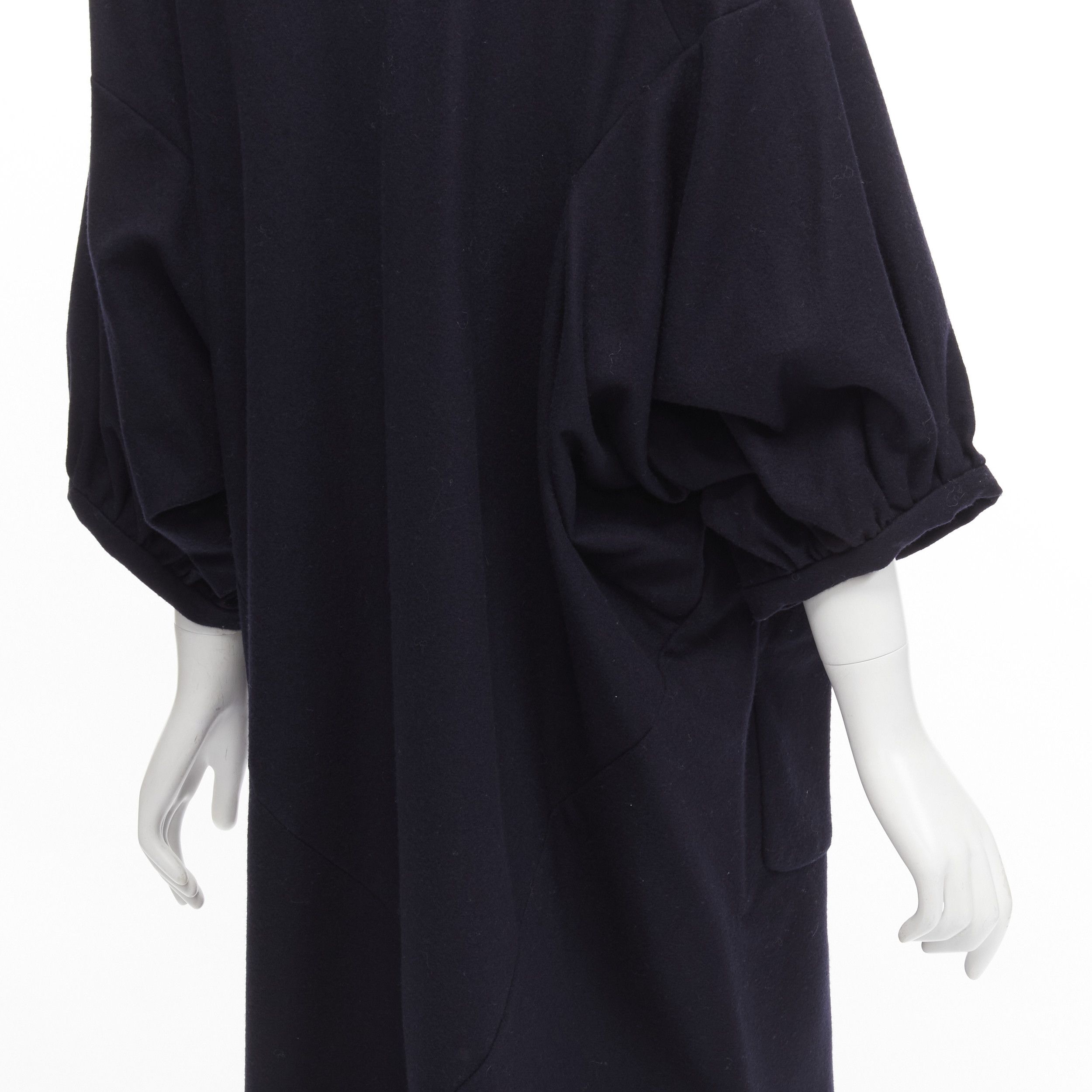 Comme des Garcons COMME DES GARCONS 2013 navy wool peterpan collar asymmetric boxy short dress S Size M / US 6-8 / IT 42-44 - 2 Thumbnail