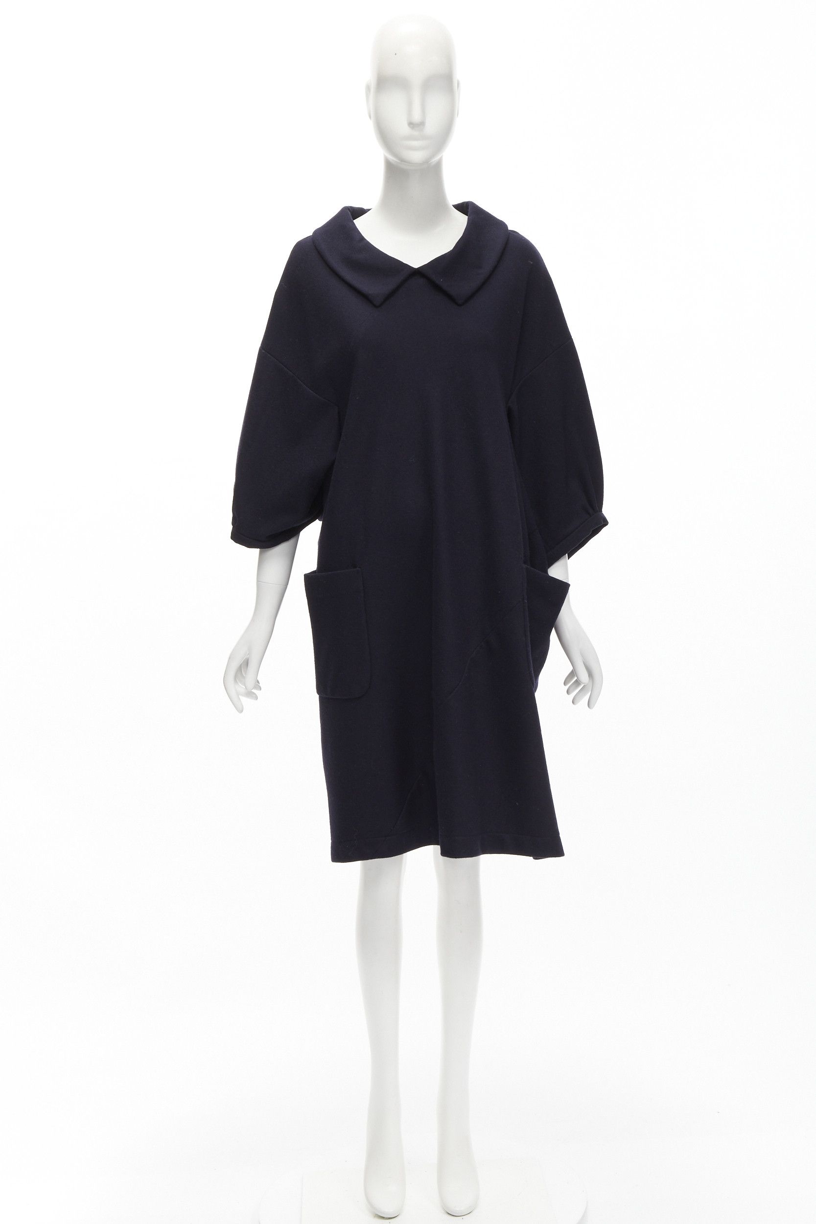 Comme des Garcons COMME DES GARCONS 2013 navy wool peterpan collar asymmetric boxy short dress S Size M / US 6-8 / IT 42-44 - 10 Thumbnail
