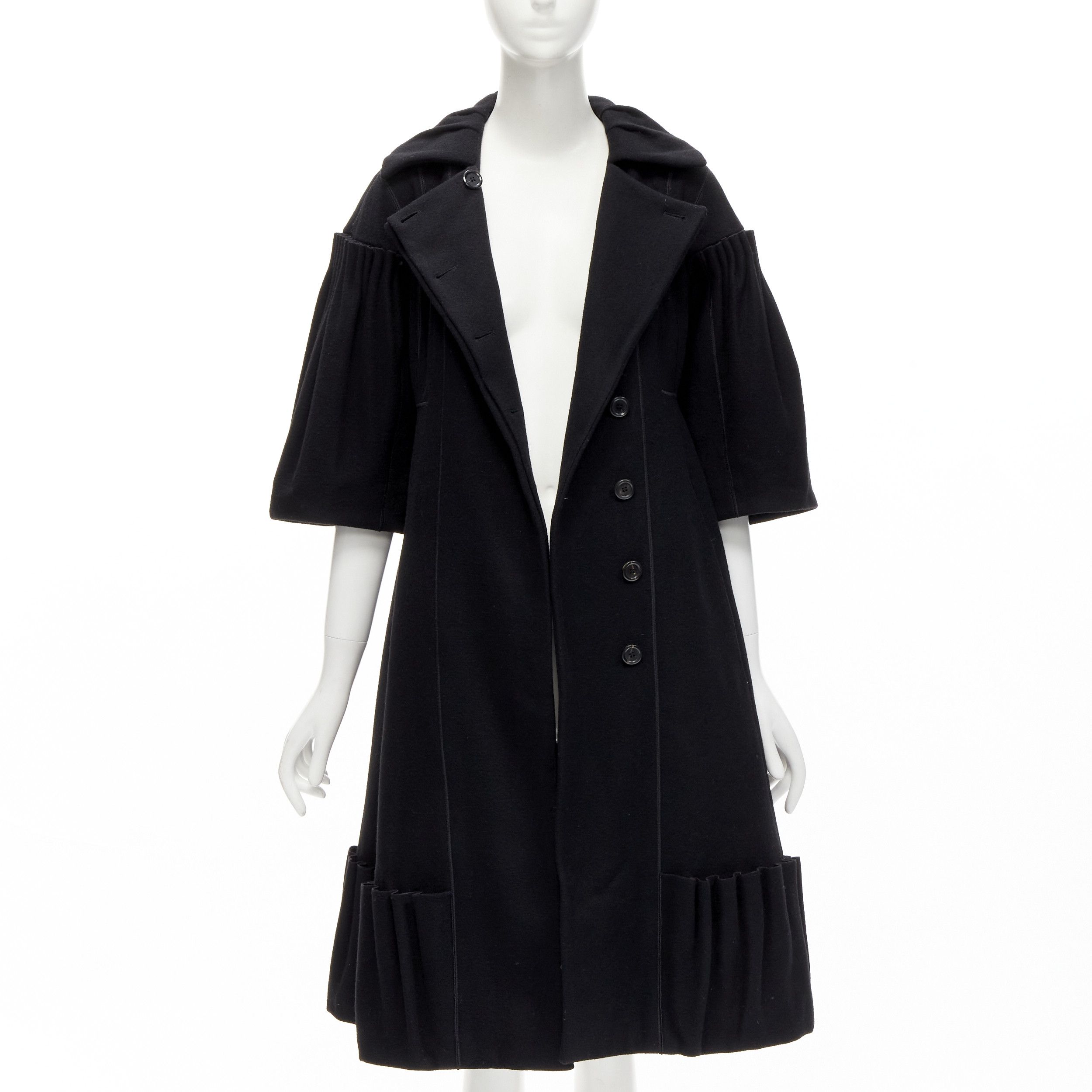 Louis Vuitton LOUIS VUITTON 2007 Runway black wool pleated Victorian coat dress FR34 XS Size XS / US 0-2 / IT 36-38 - 3 Thumbnail