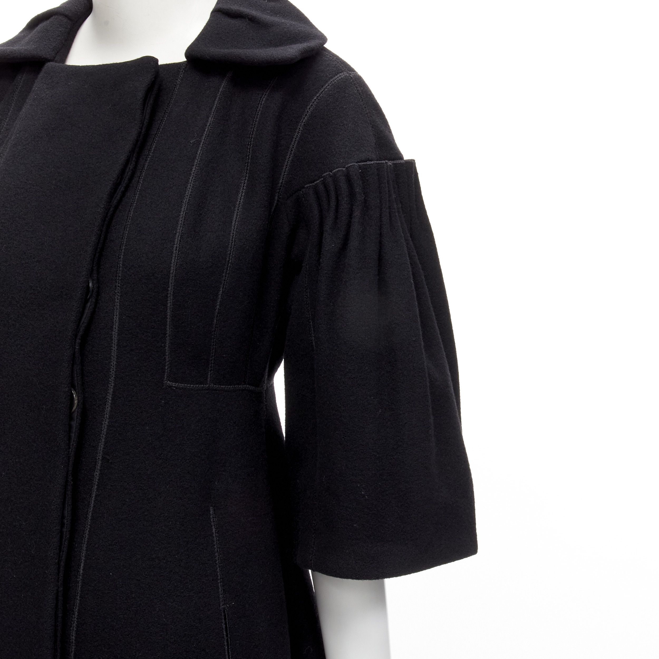 Louis Vuitton LOUIS VUITTON 2007 Runway black wool pleated Victorian coat dress FR34 XS Size XS / US 0-2 / IT 36-38 - 2 Thumbnail