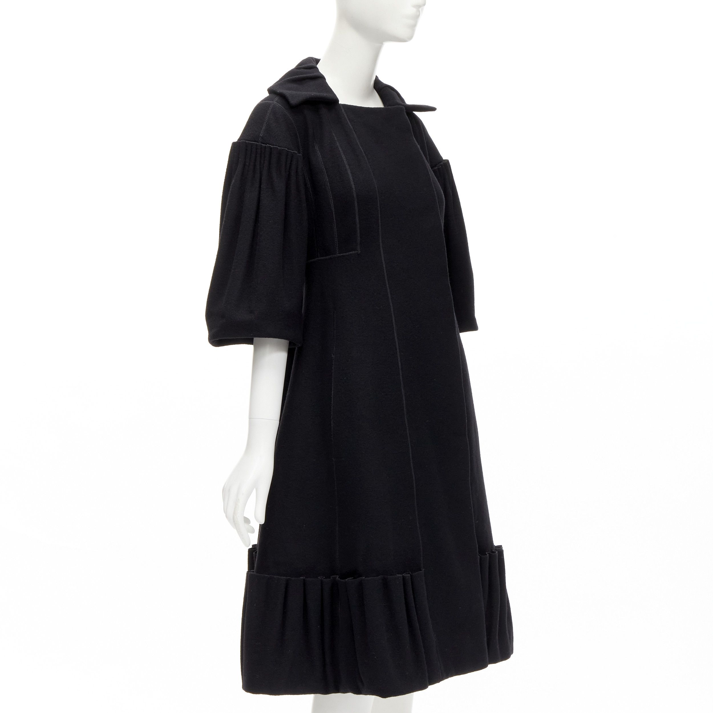 Louis Vuitton LOUIS VUITTON 2007 Runway black wool pleated Victorian coat dress FR34 XS Size XS / US 0-2 / IT 36-38 - 4 Thumbnail