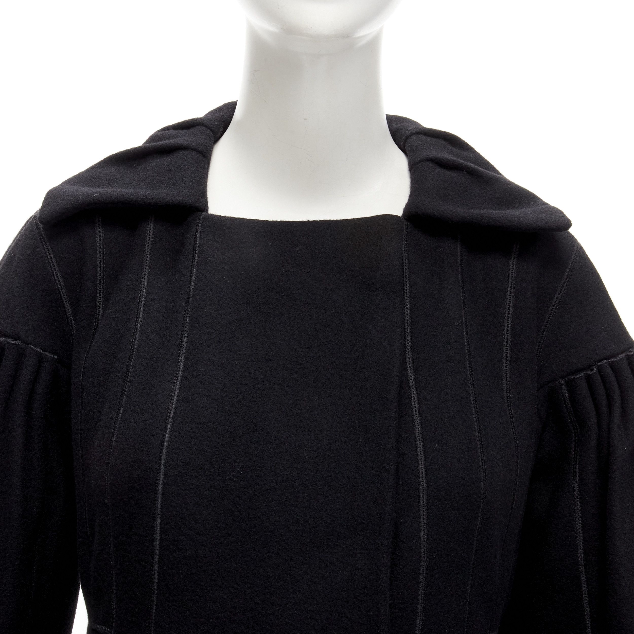 Louis Vuitton LOUIS VUITTON 2007 Runway black wool pleated Victorian coat dress FR34 XS Size XS / US 0-2 / IT 36-38 - 8 Thumbnail