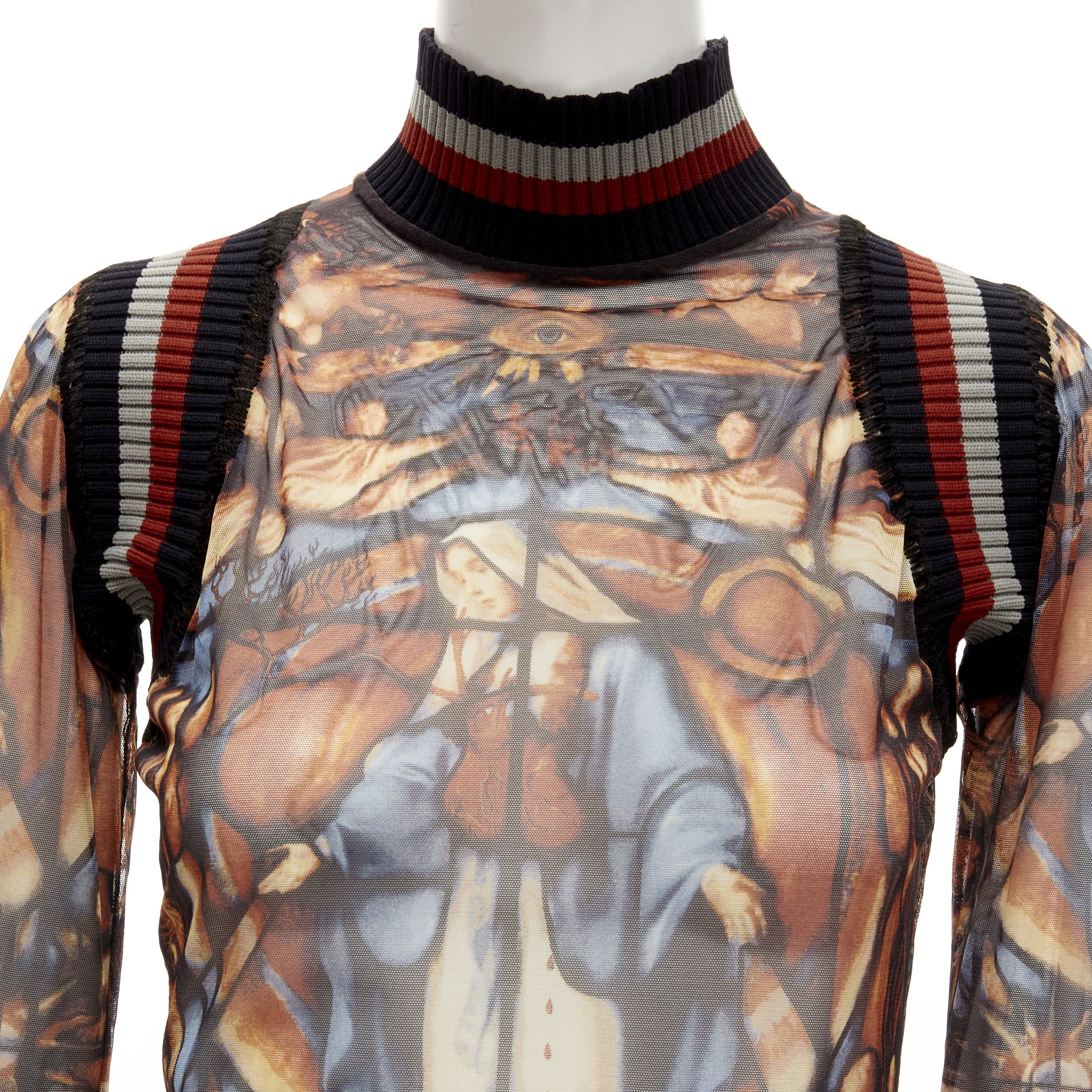 Jean Paul Gaultier JEAN PAUL GAULTIER FEMME gothic logo colorful Cathedral mesh ribbed top IT40 S Size S / US 4 / IT 40 - 7 Thumbnail