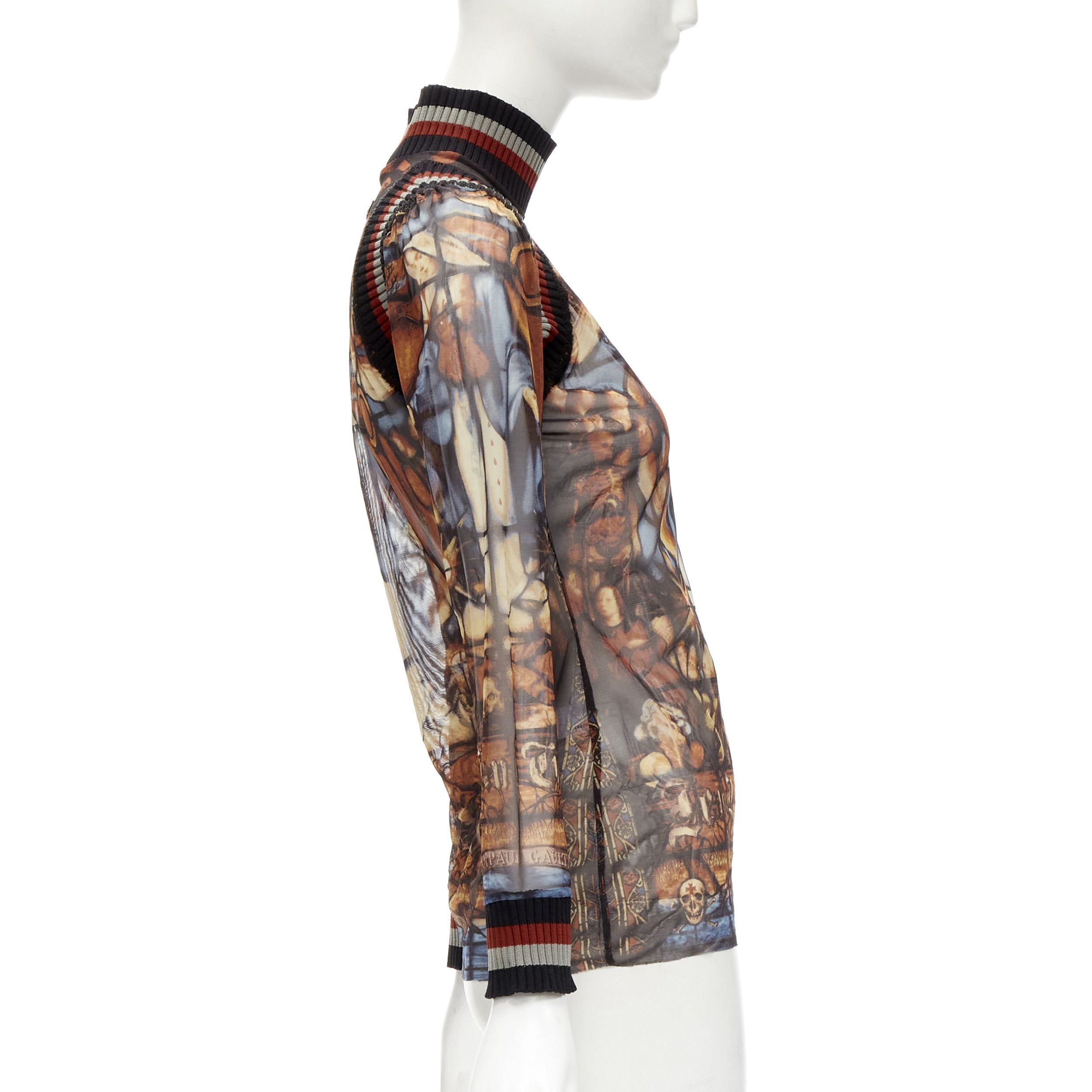 Jean Paul Gaultier JEAN PAUL GAULTIER FEMME gothic logo colorful Cathedral mesh ribbed top IT40 S Size S / US 4 / IT 40 - 4 Thumbnail