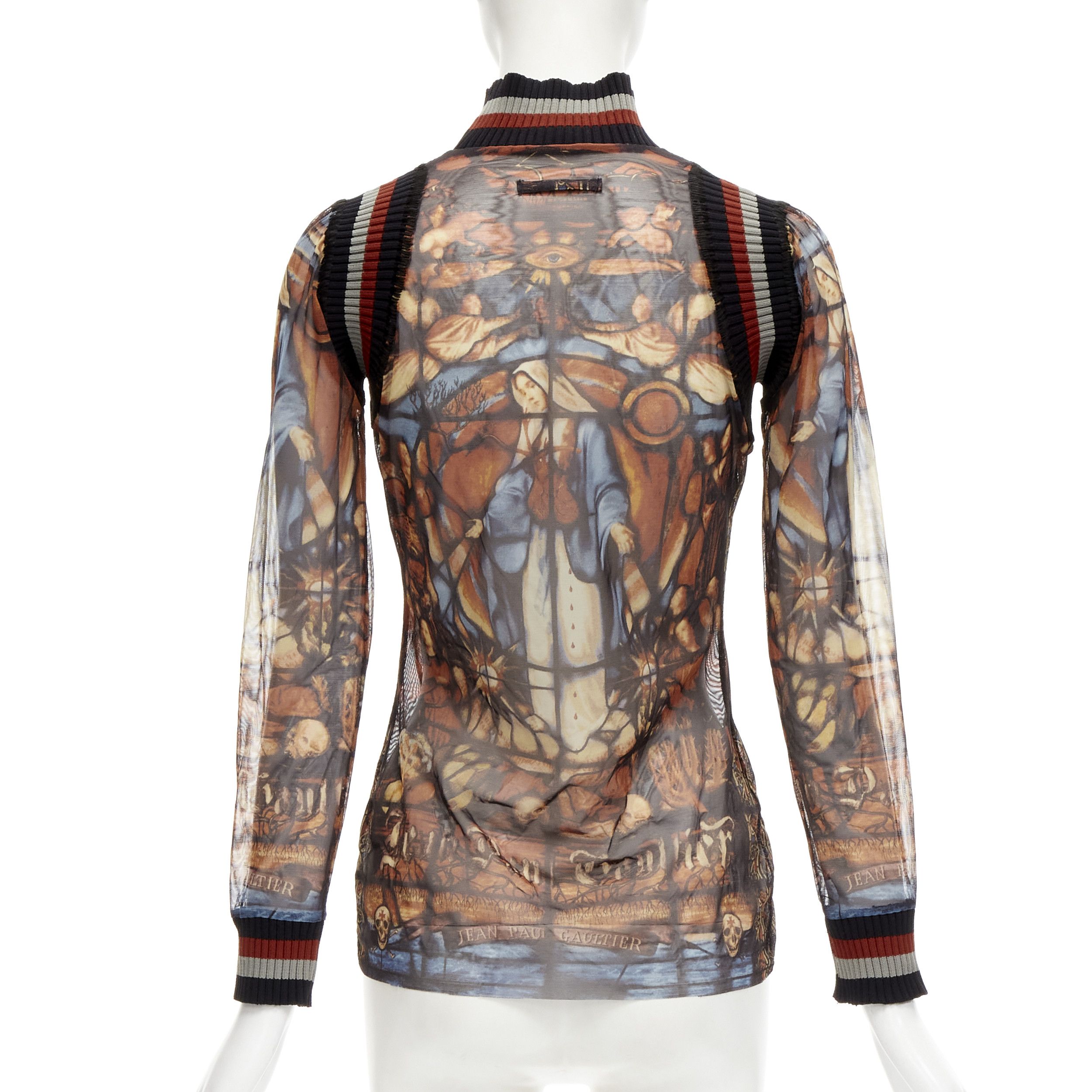 Jean Paul Gaultier JEAN PAUL GAULTIER FEMME gothic logo colorful Cathedral mesh ribbed top IT40 S Size S / US 4 / IT 40 - 5 Thumbnail