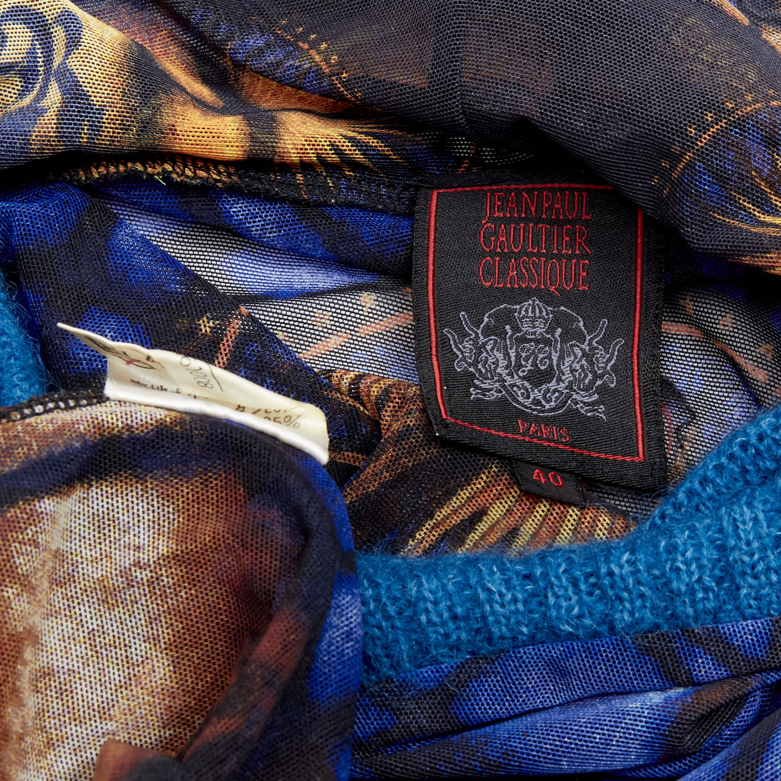 Jean Paul Gaultier JEAN PAUL GAULTIER blue cathedral print gothic logo wool hooded top IT40 S Size S / US 4 / IT 40 - 9 Thumbnail