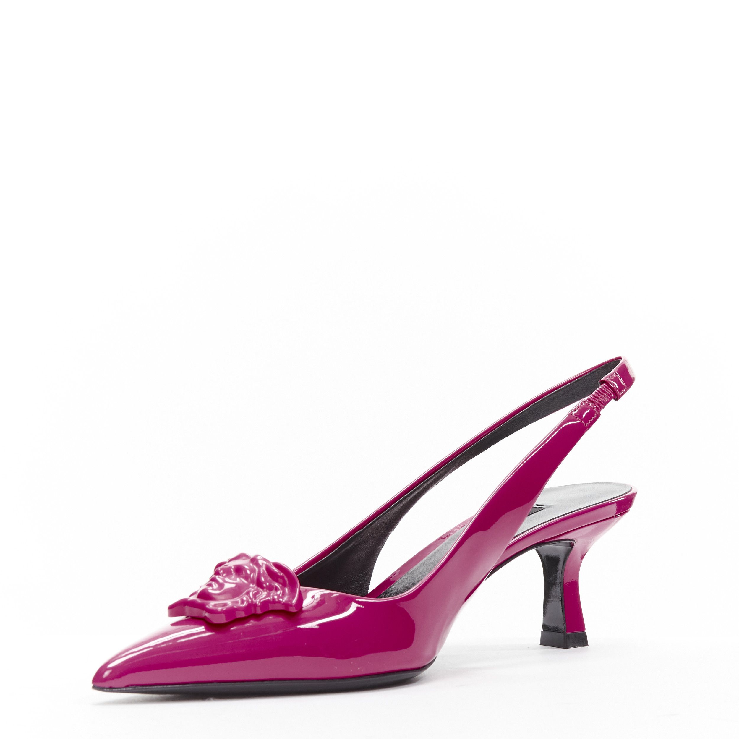 Versace VERSACE Palazzo Medusa fuscia pink sling kitteh heel pointed toe pump EU36 Size US 6 / IT 36 - 5 Thumbnail
