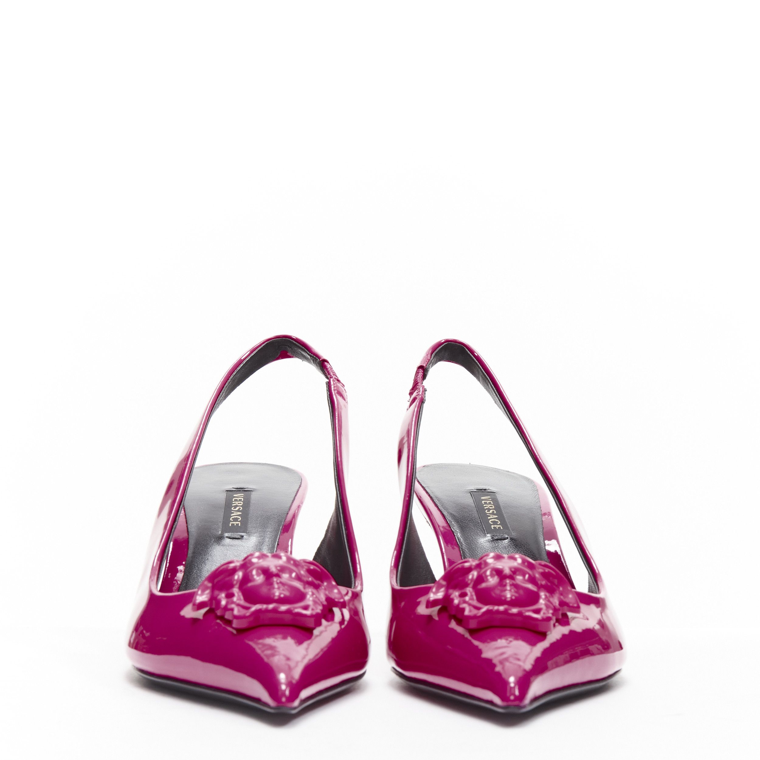 Versace VERSACE Palazzo Medusa fuscia pink sling kitteh heel pointed toe pump EU36 Size US 6 / IT 36 - 4 Thumbnail
