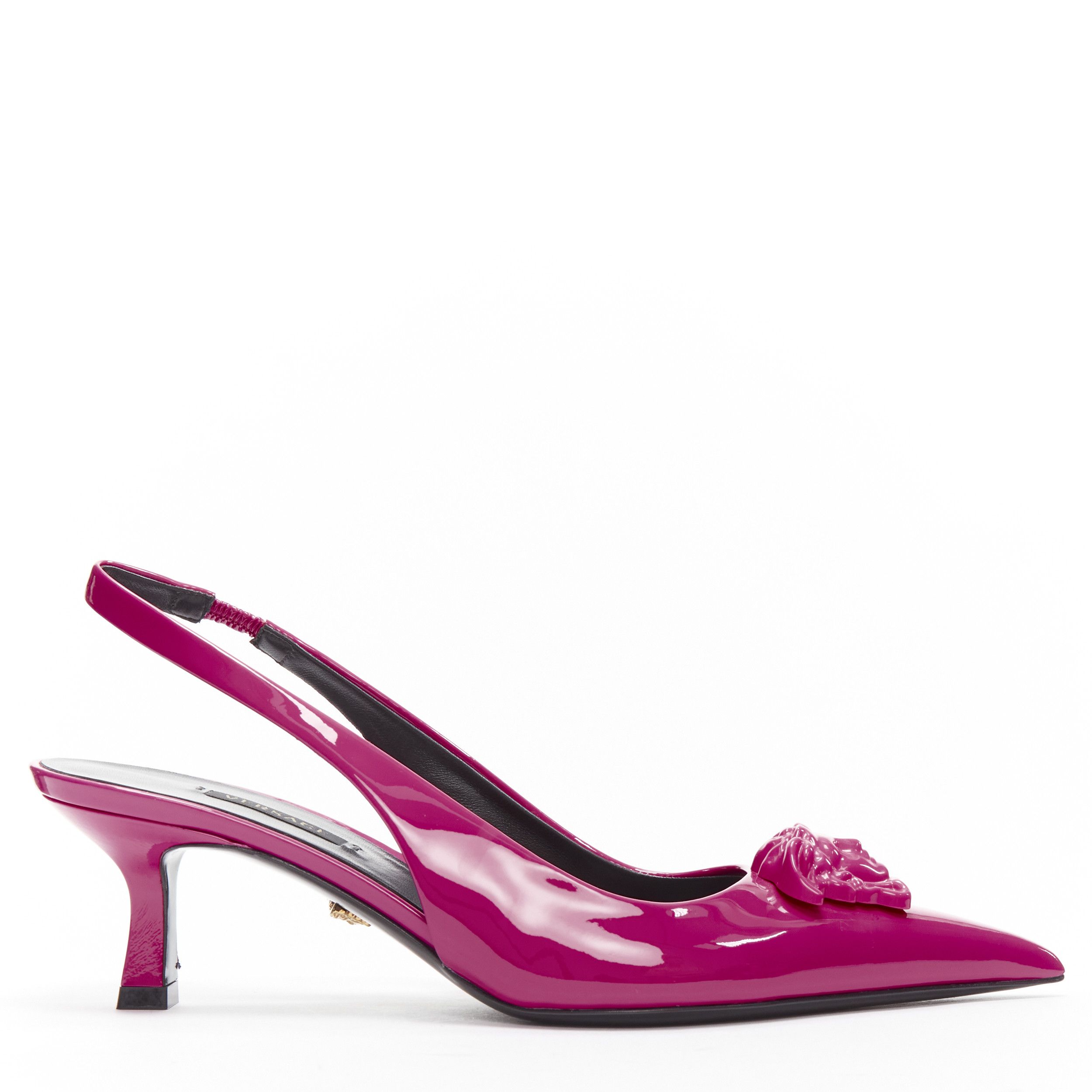 Versace VERSACE Palazzo Medusa fuscia pink sling kitteh heel pointed toe pump EU36 Size US 6 / IT 36 - 3 Thumbnail