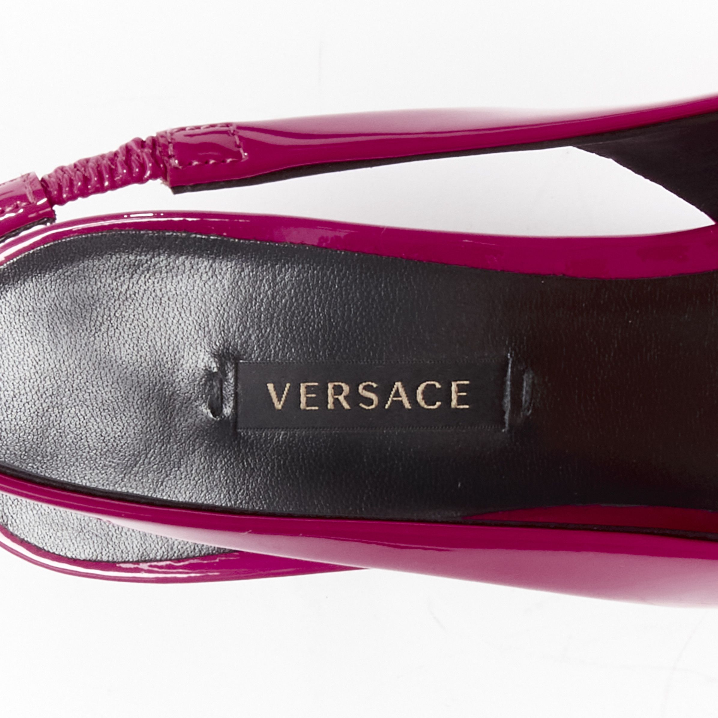 Versace VERSACE Palazzo Medusa fuscia pink sling kitteh heel pointed toe pump EU36 Size US 6 / IT 36 - 9 Thumbnail