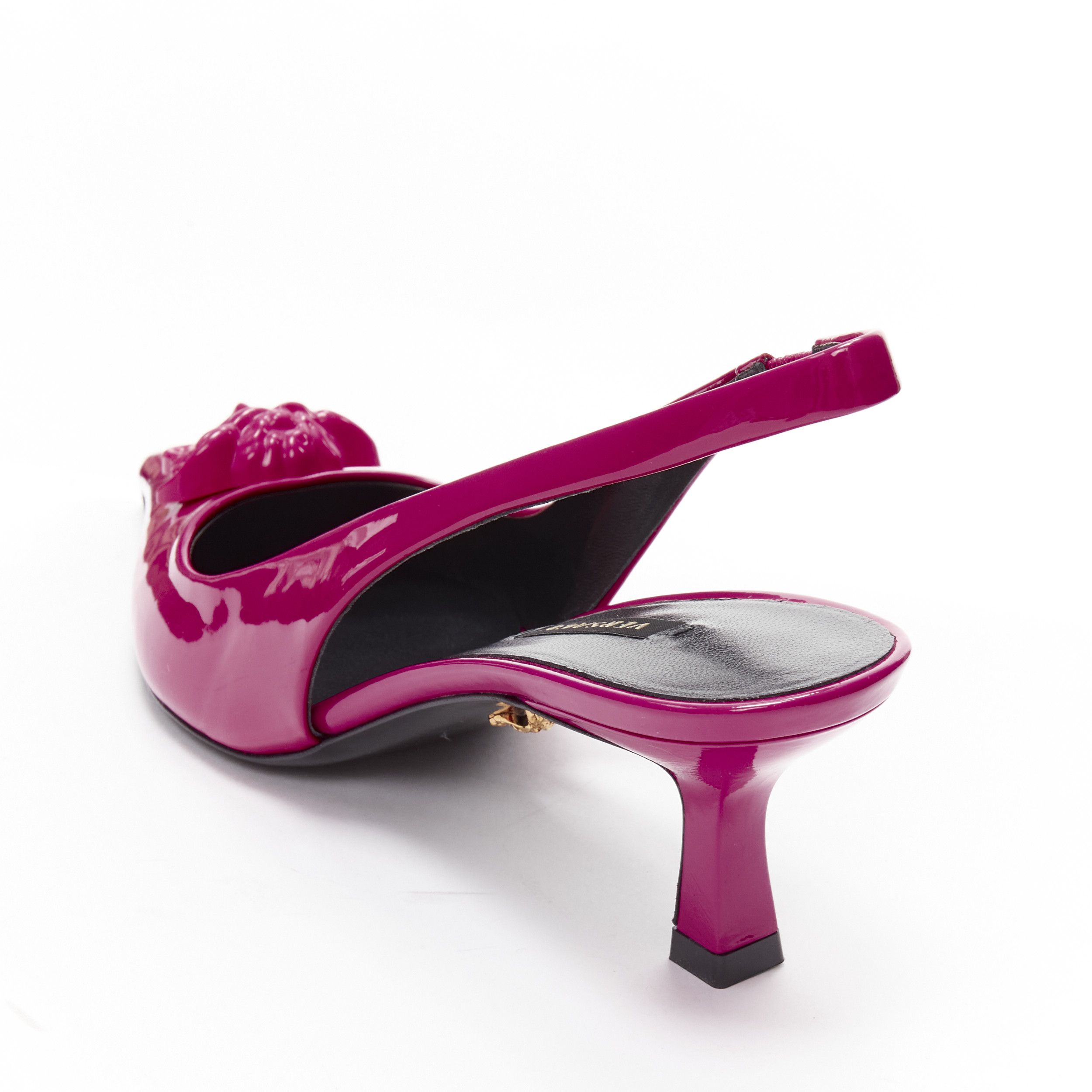 Versace VERSACE Palazzo Medusa fuscia pink sling kitteh heel pointed toe pump EU36 Size US 6 / IT 36 - 8 Thumbnail