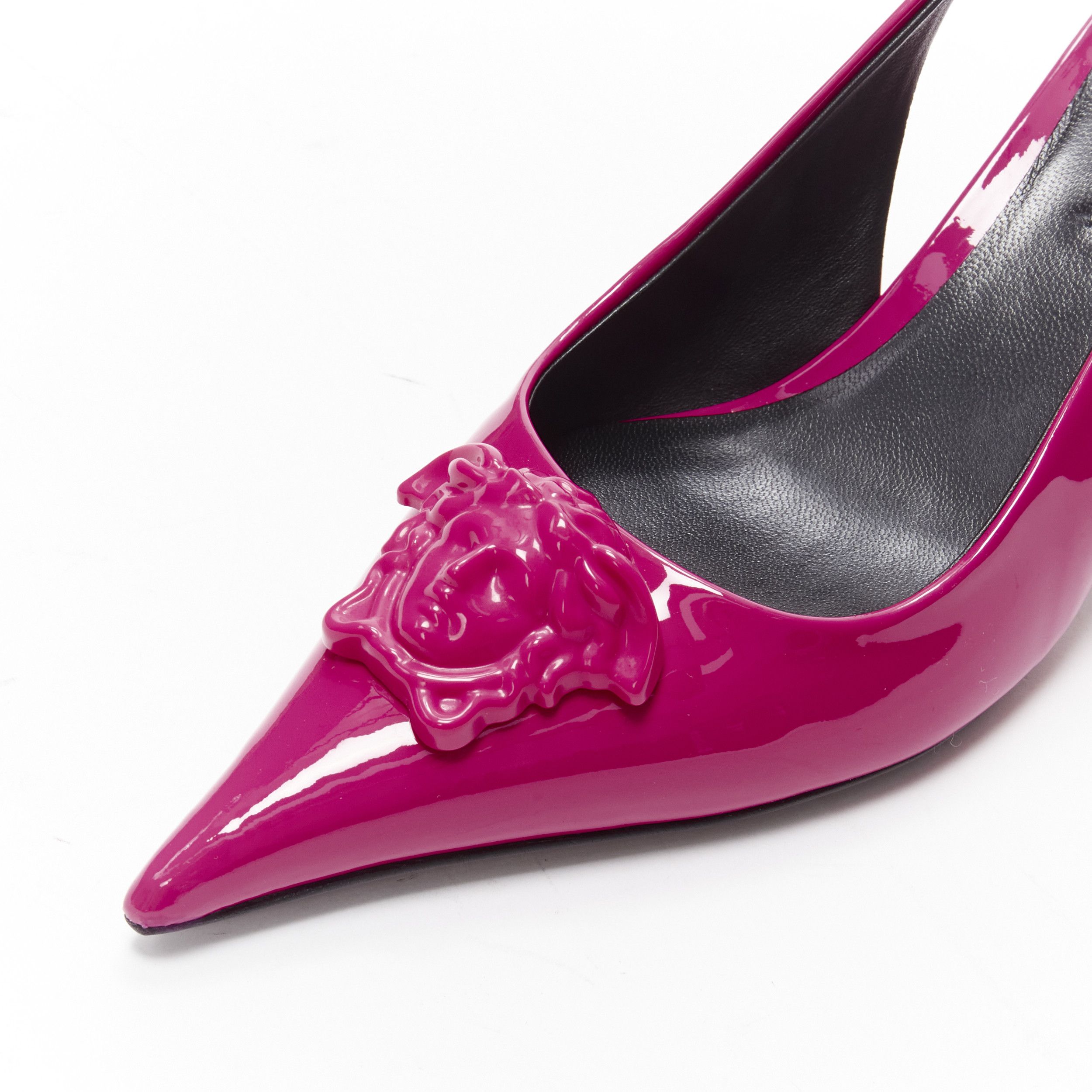Versace VERSACE Palazzo Medusa fuscia pink sling kitteh heel pointed toe pump EU36 Size US 6 / IT 36 - 2 Thumbnail