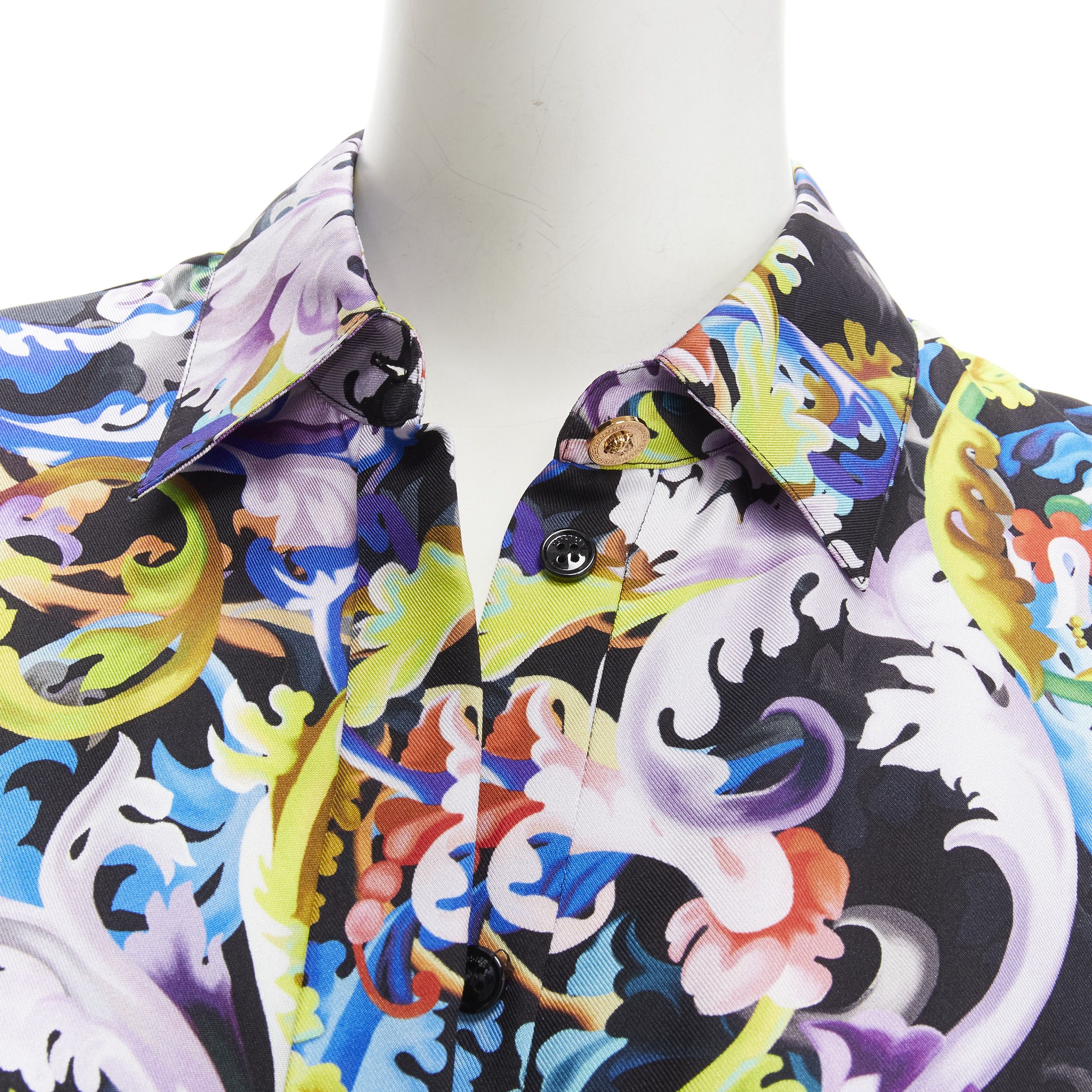 Versace new VERSACE 2021 Runway Baroccoflage 100% silk gold Medusa shirt IT42 M Size M / US 6-8 / IT 42-44 - 6 Thumbnail