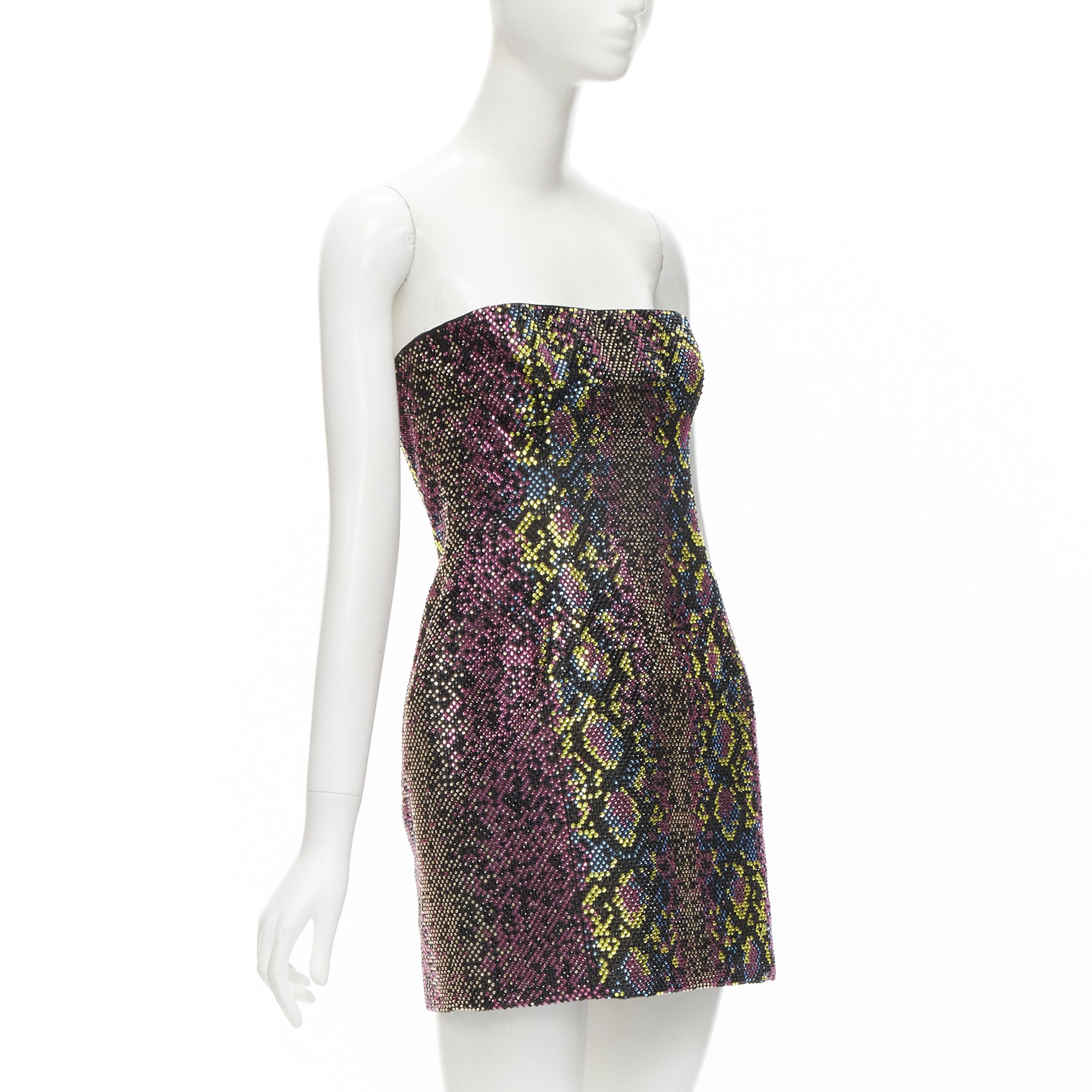 Versace new VERSACE 2021 Runway pink scaled crystal encrusted strapless dress IT40 S Size S / US 4 / IT 40 - 3 Thumbnail
