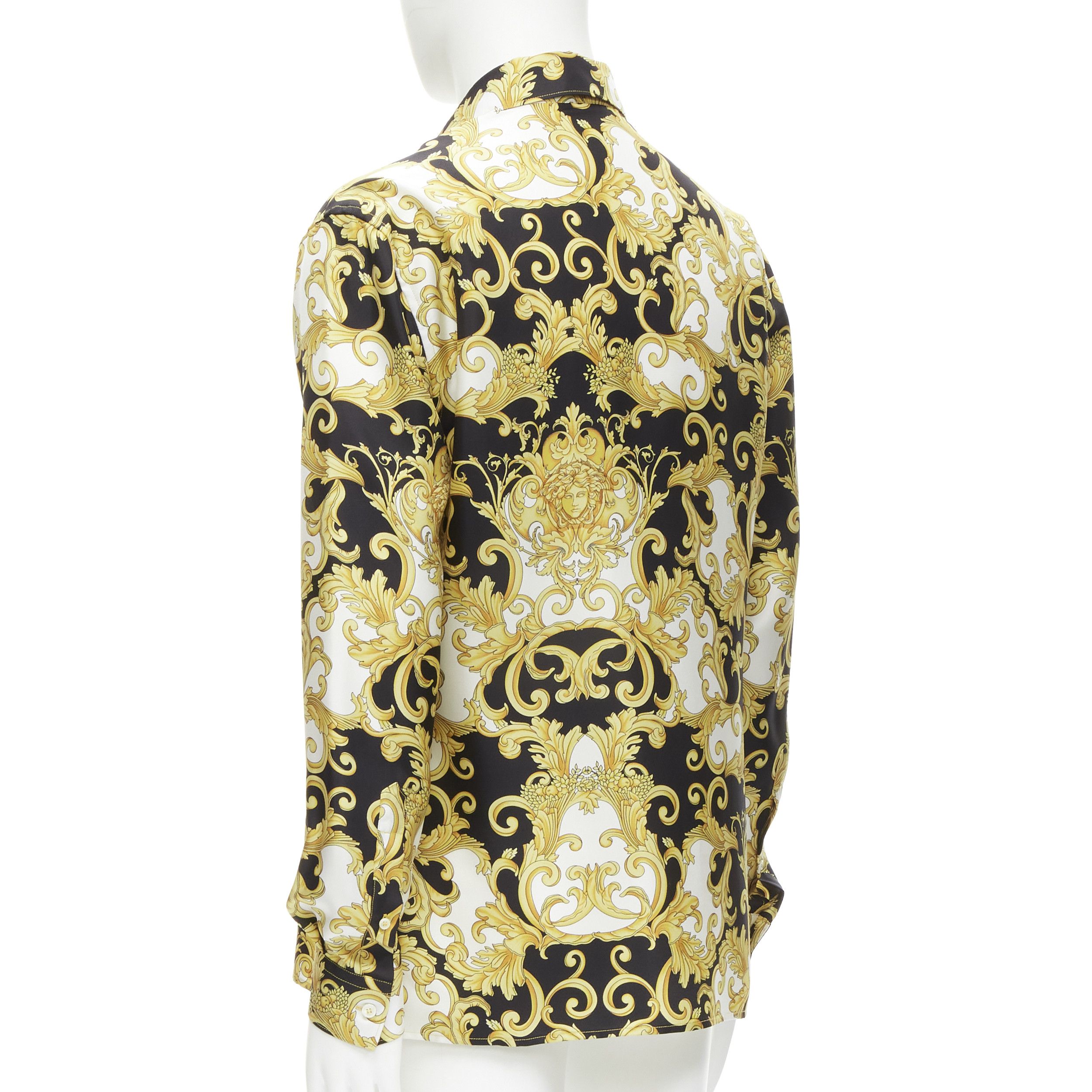 Versace new VERSACE 2022 Renaissance Barocco 100% silk gold signature shirt IT50 L Size L / US 10 / IT 46 - 5 Thumbnail