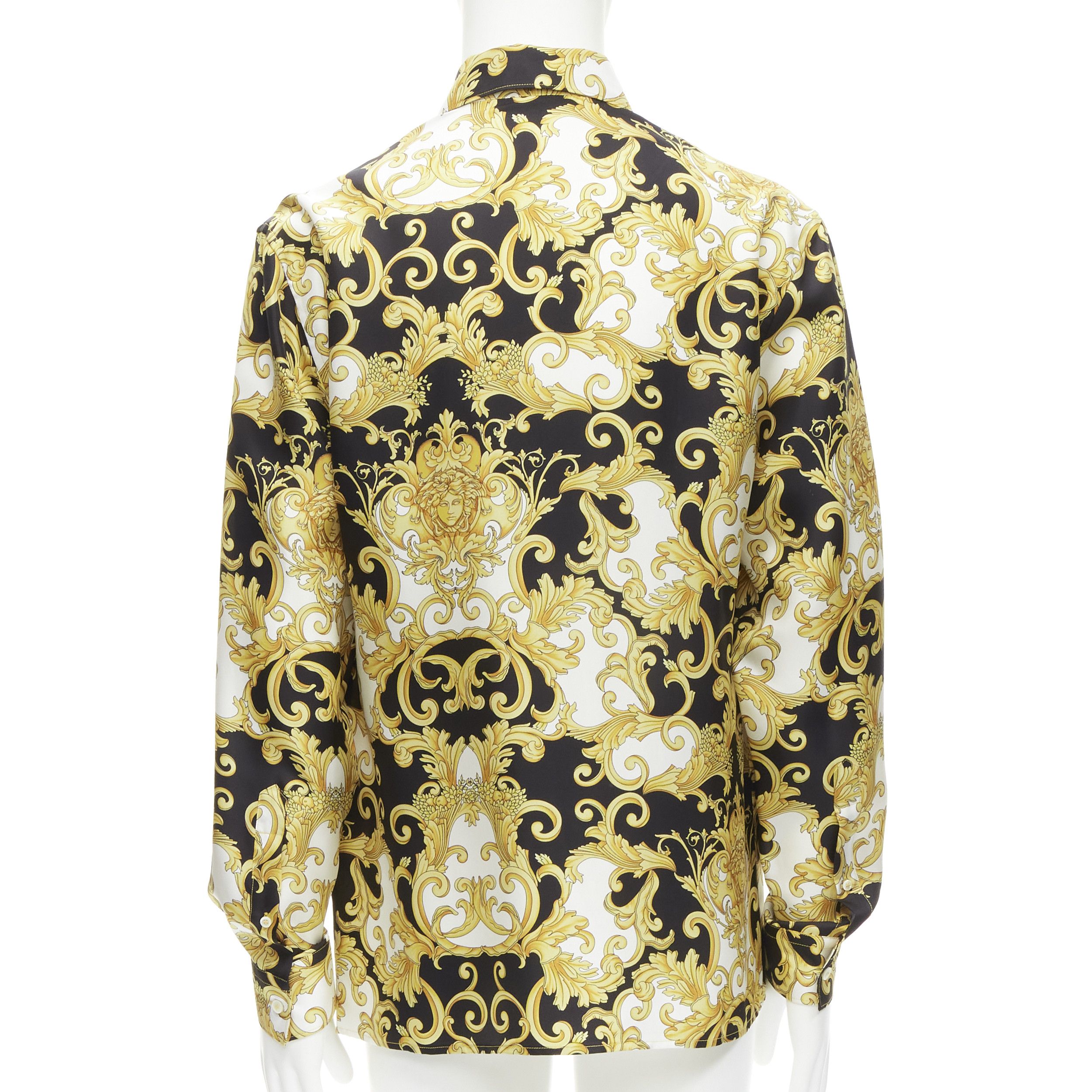 Versace new VERSACE 2022 Renaissance Barocco 100% silk gold signature shirt IT50 L Size L / US 10 / IT 46 - 4 Thumbnail