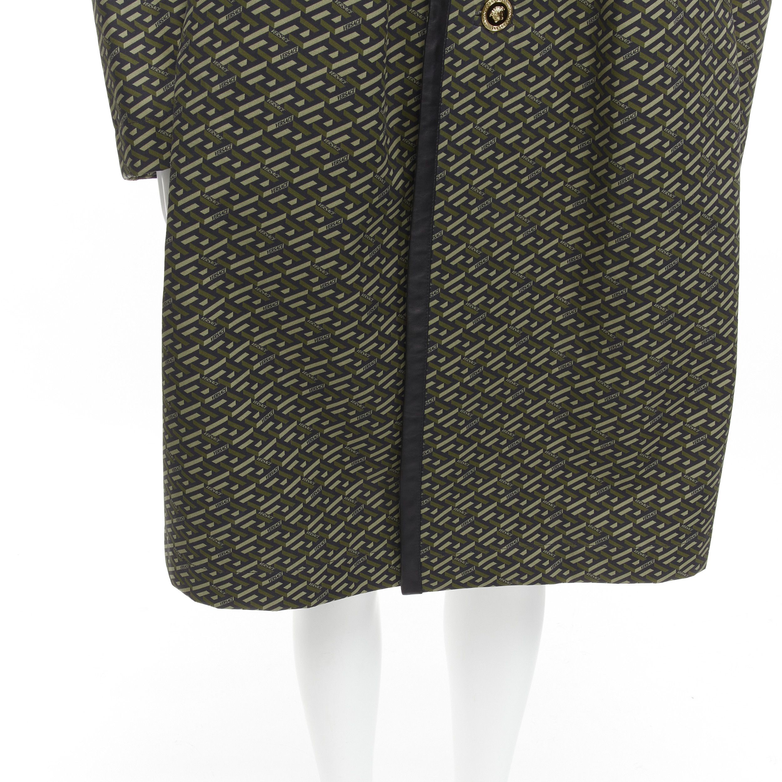 Versace VERSACE 2021 La Greca green graphic leather Medusa Mac trench coat IT52 XL Size US XL / EU 56 / 4 - 8 Thumbnail