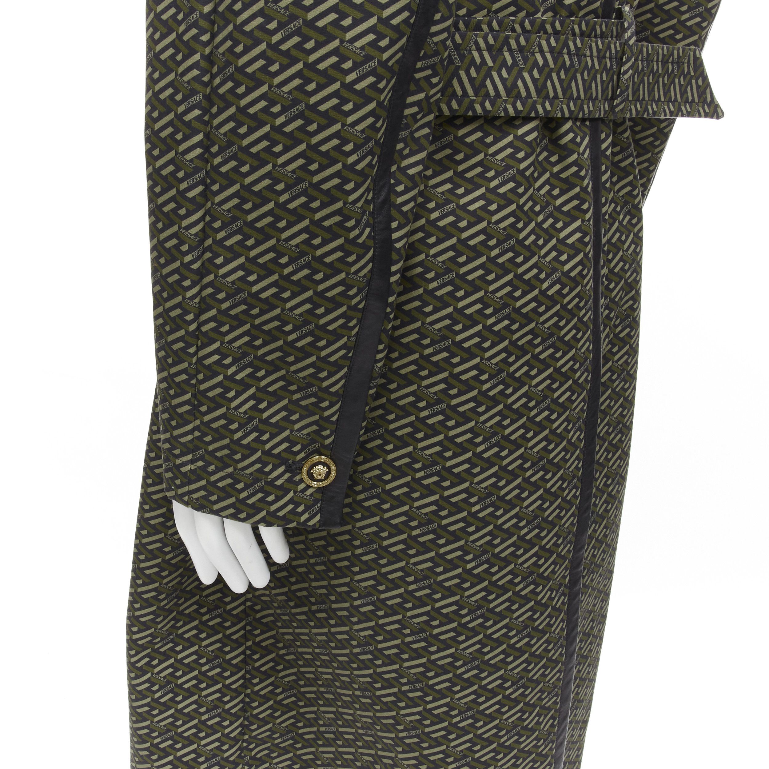 Versace VERSACE 2021 La Greca green graphic leather Medusa Mac trench coat IT52 XL Size US XL / EU 56 / 4 - 9 Thumbnail