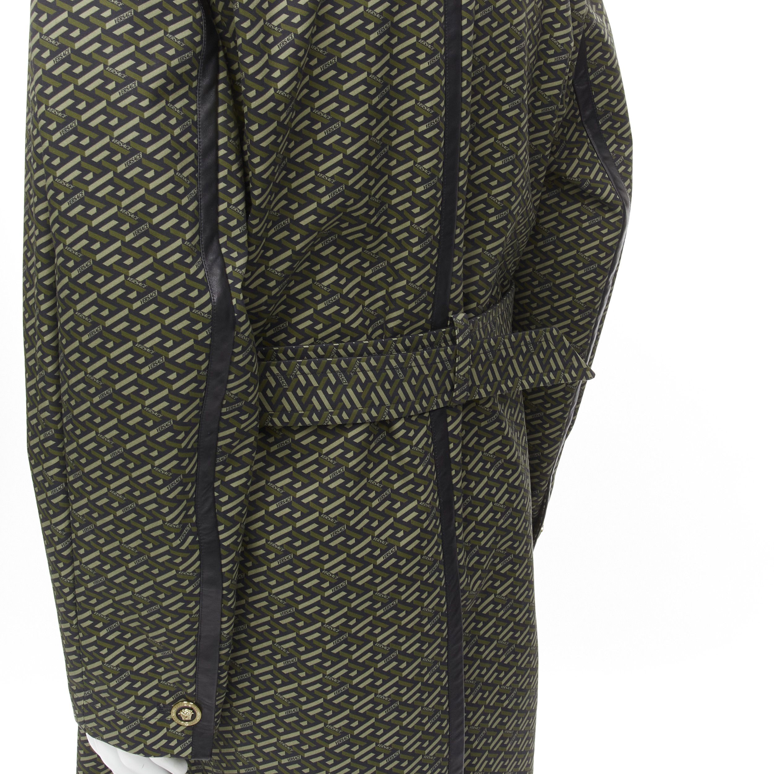 Versace VERSACE 2021 La Greca green graphic leather Medusa Mac trench coat IT52 XL Size US XL / EU 56 / 4 - 10 Thumbnail