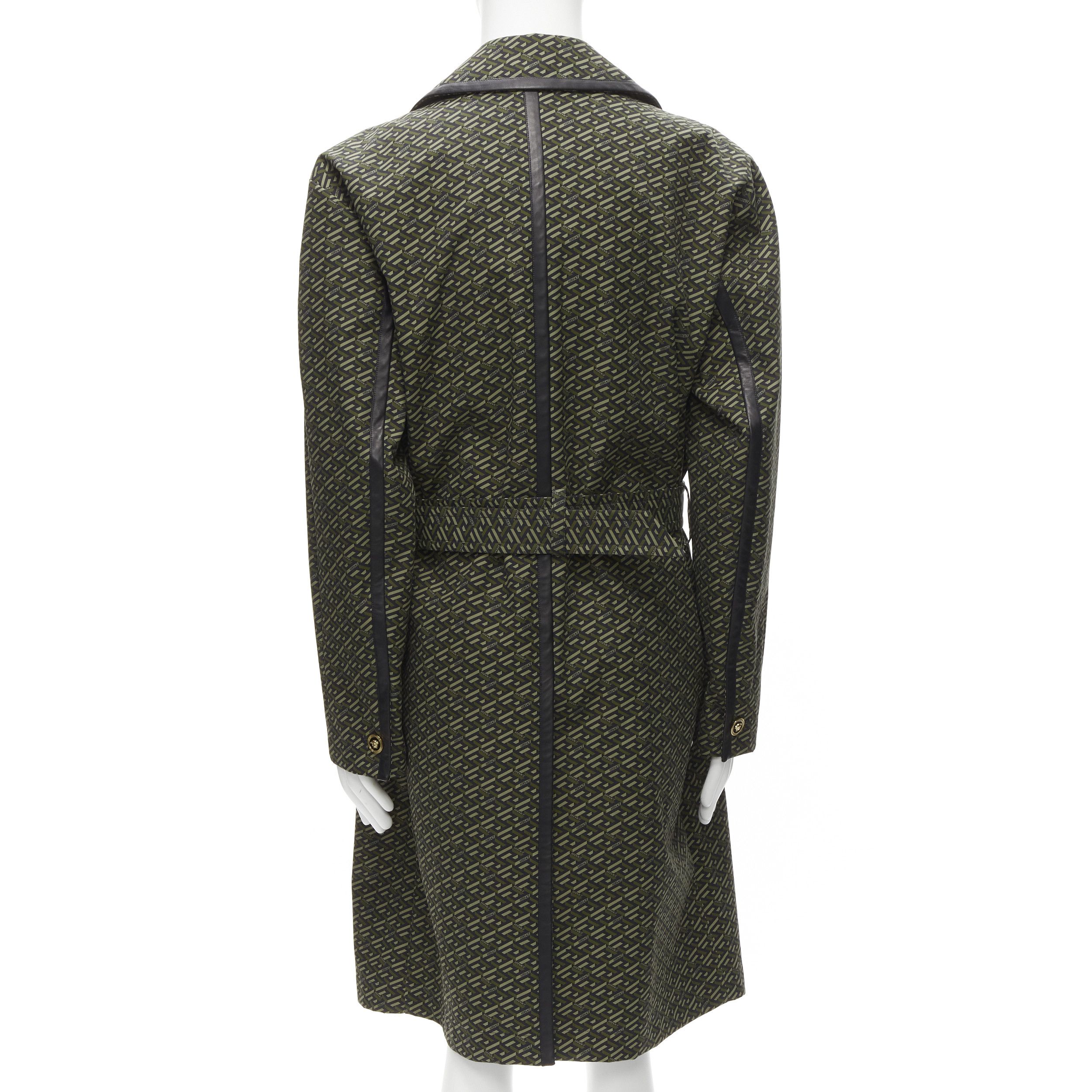 Versace VERSACE 2021 La Greca green graphic leather Medusa Mac trench coat IT52 XL Size US XL / EU 56 / 4 - 5 Thumbnail
