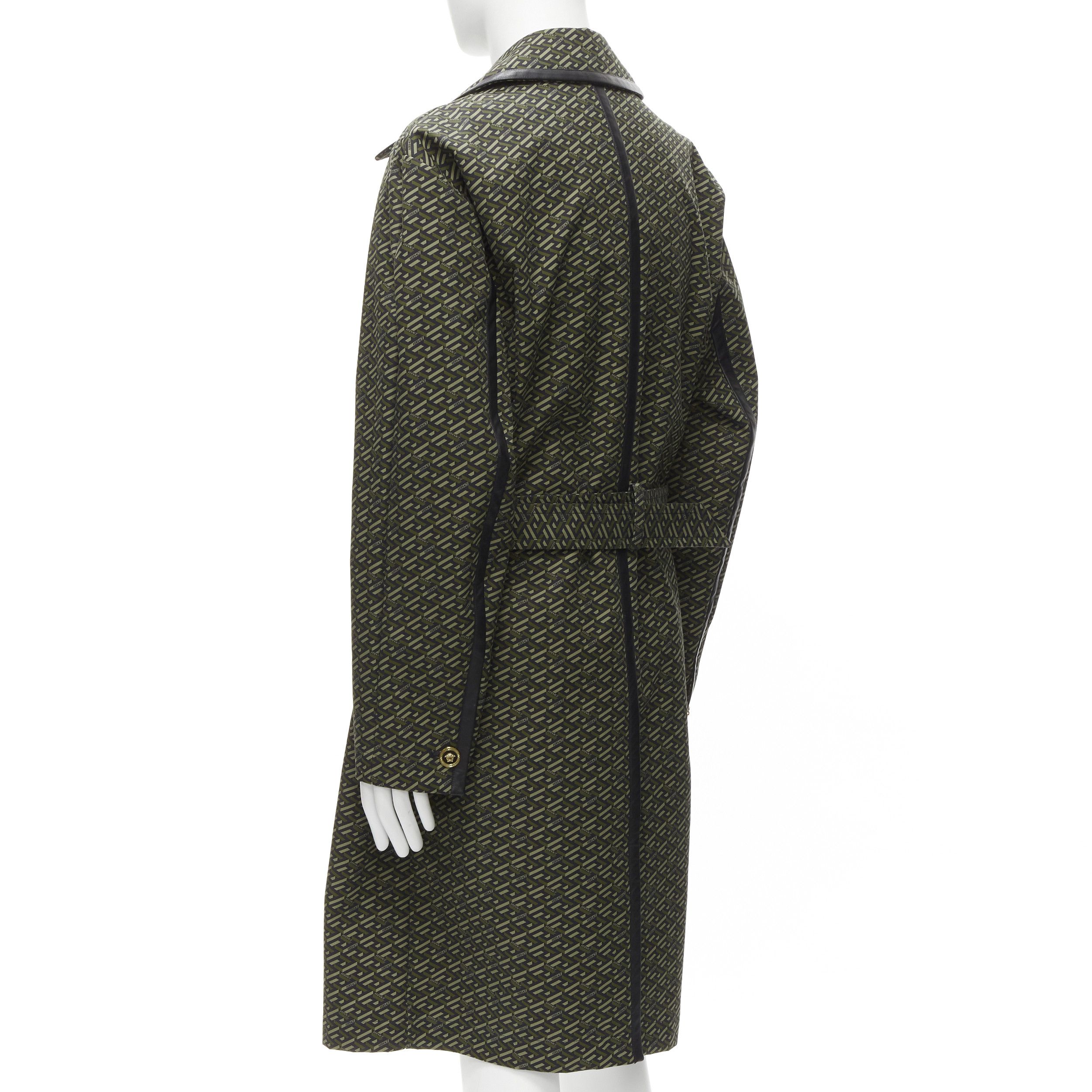 Versace VERSACE 2021 La Greca green graphic leather Medusa Mac trench coat IT52 XL Size US XL / EU 56 / 4 - 6 Thumbnail