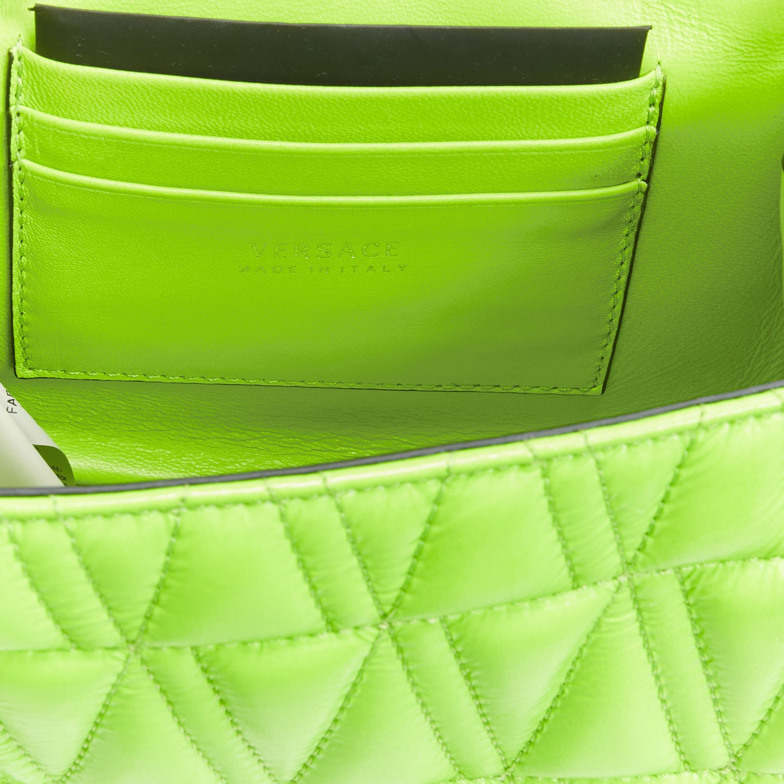 Versace new VERSACE Virtus bright green V quilted patent leather crossbody flap bag Size ONE SIZE - 10 Thumbnail